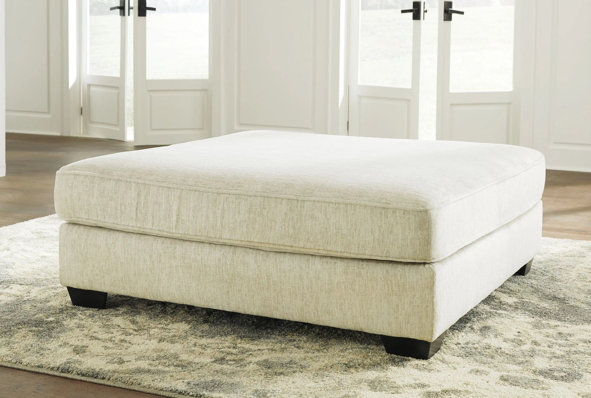 Rawcliffe - Oversized Accent Ottoman - Parchment - Best Buy Furniture