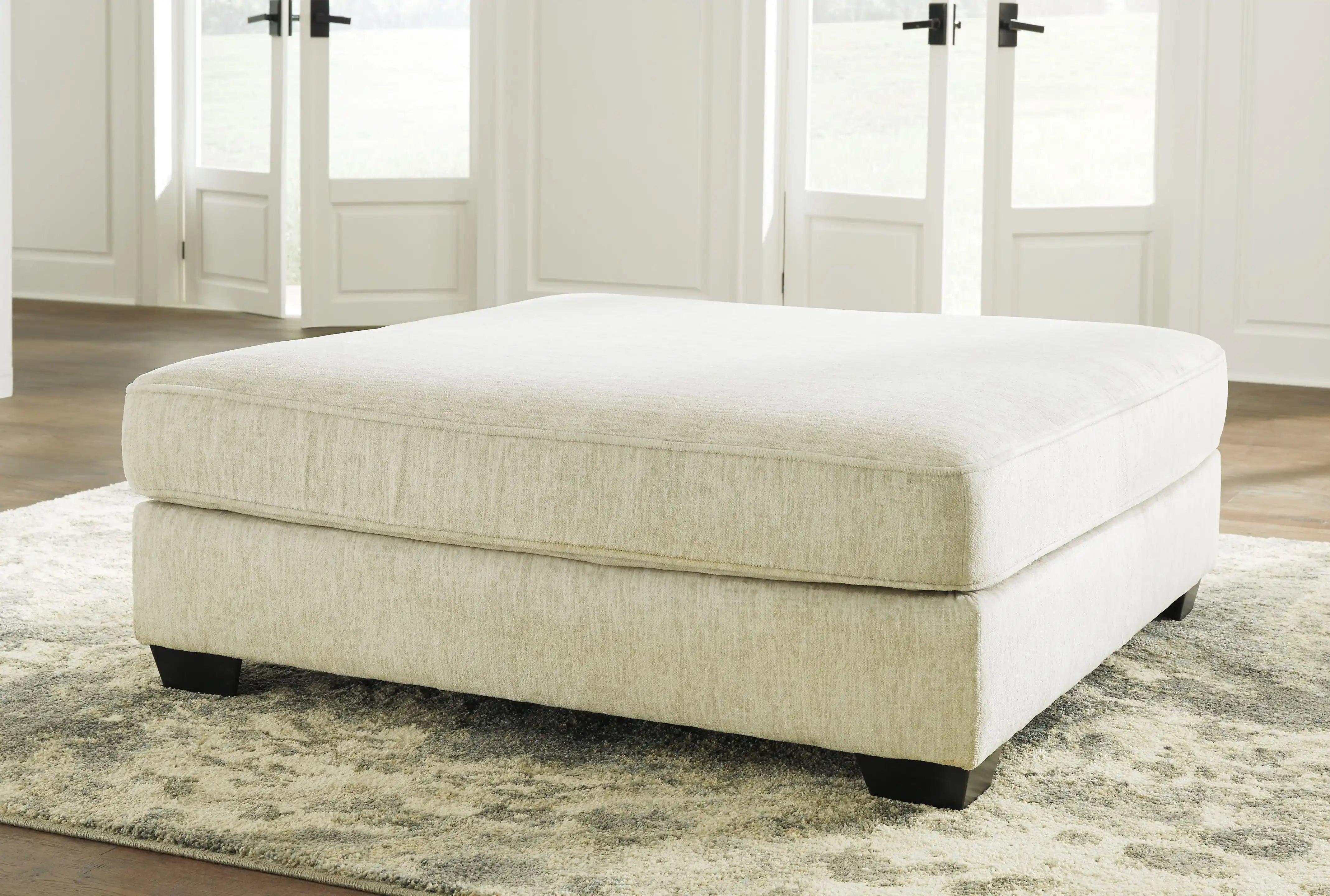 Rawcliffe - Oversized Accent Ottoman - Parchment - Best Buy Furniture