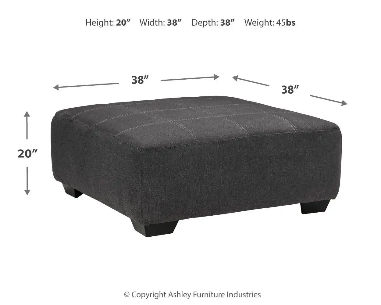 Ambee - Oversized Accent Ottoman - Slate - Best Buy Furniture