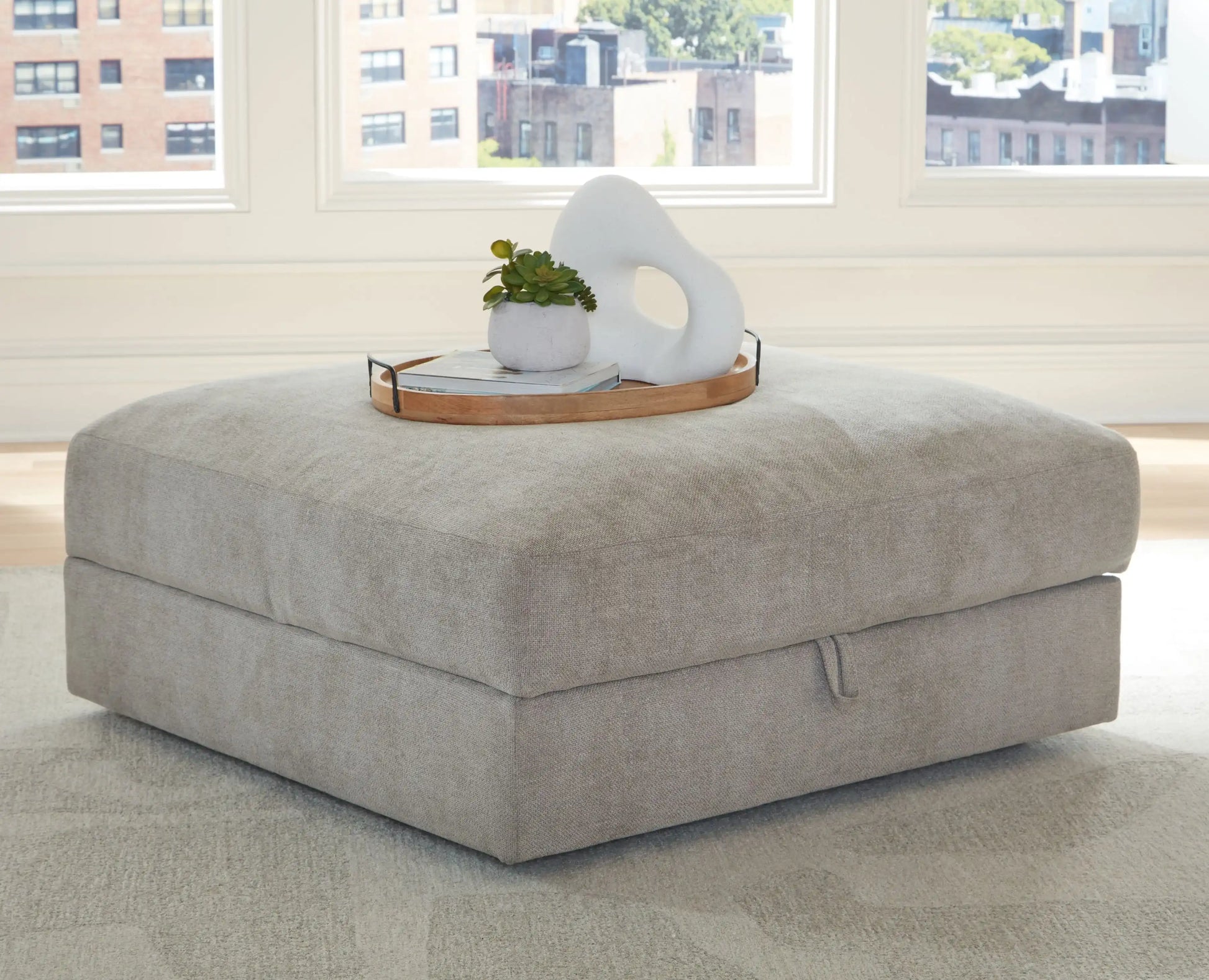 Aslan Court - Ottoman With Storage - Pebble - Best Buy Furniture
