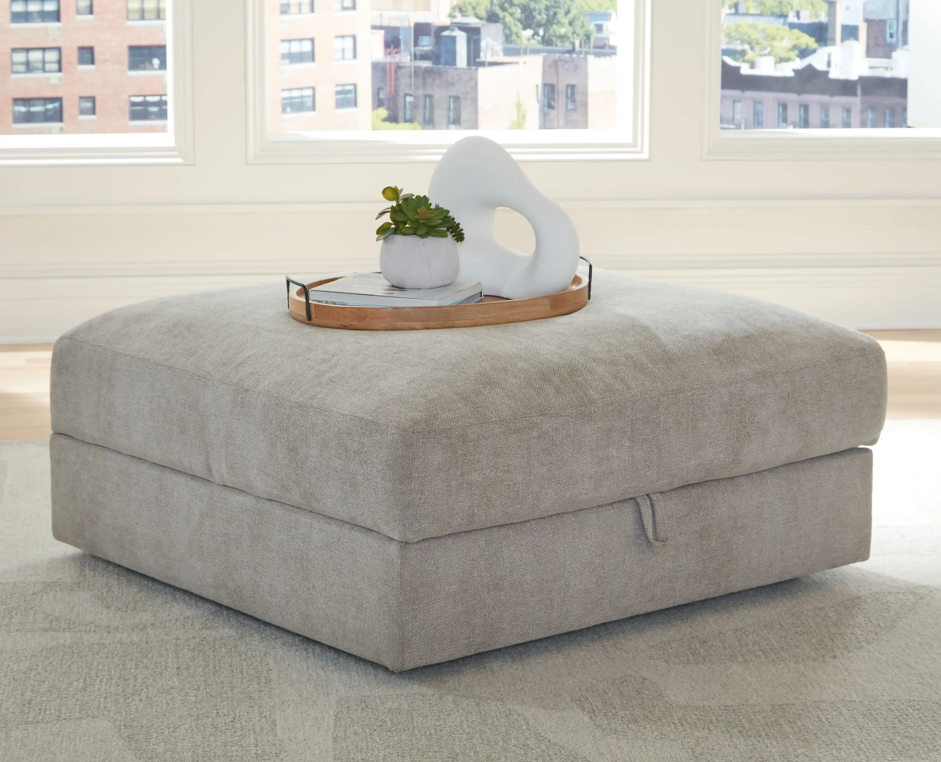 Aslan Court - Ottoman With Storage - Pebble - Best Buy Furniture