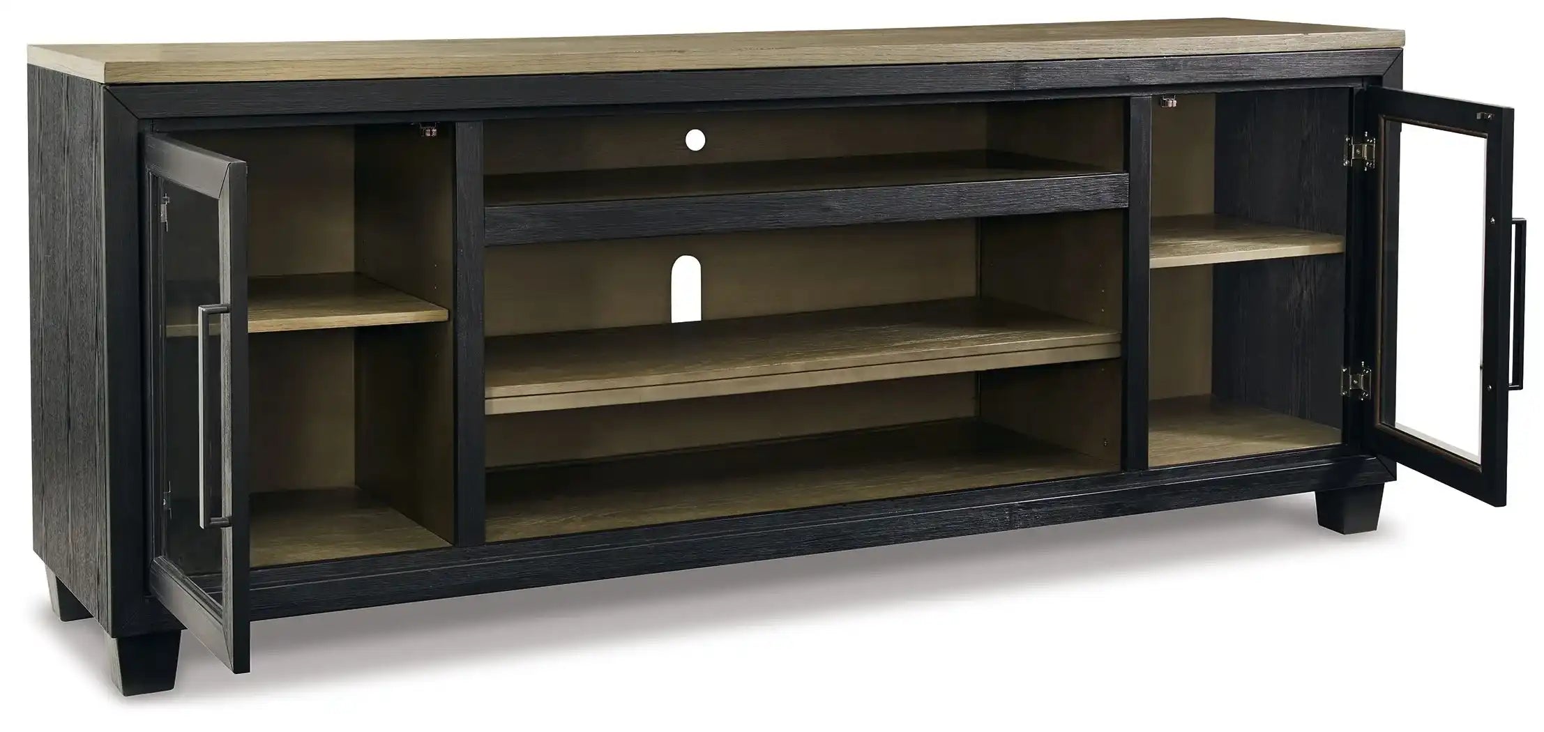 Foyland - XL TV Stand w/Fireplace Option - Black / Brown - Best Buy Furniture