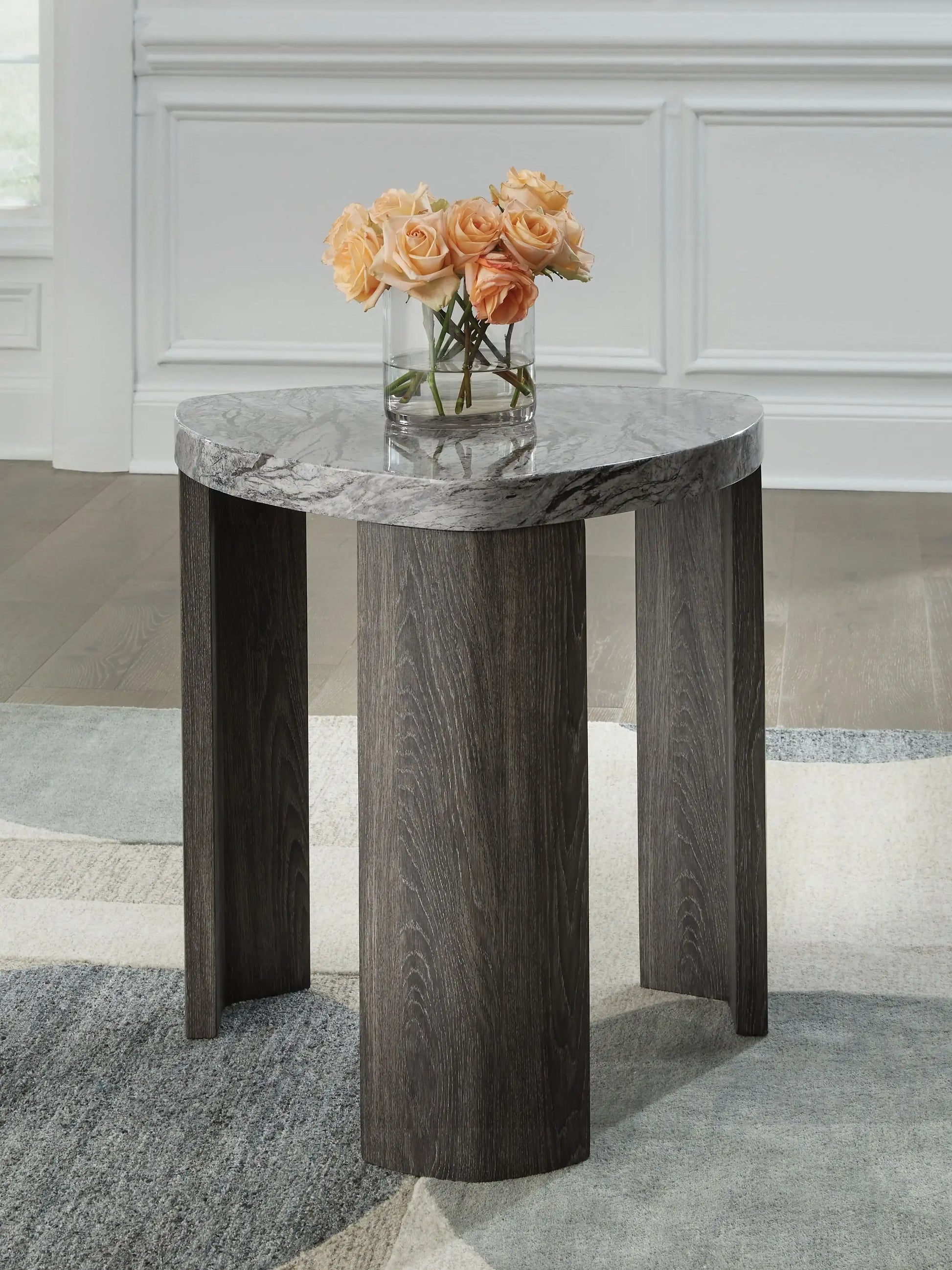 Surmour - Triangle End Table - Gray / Brown - Best Buy Furniture