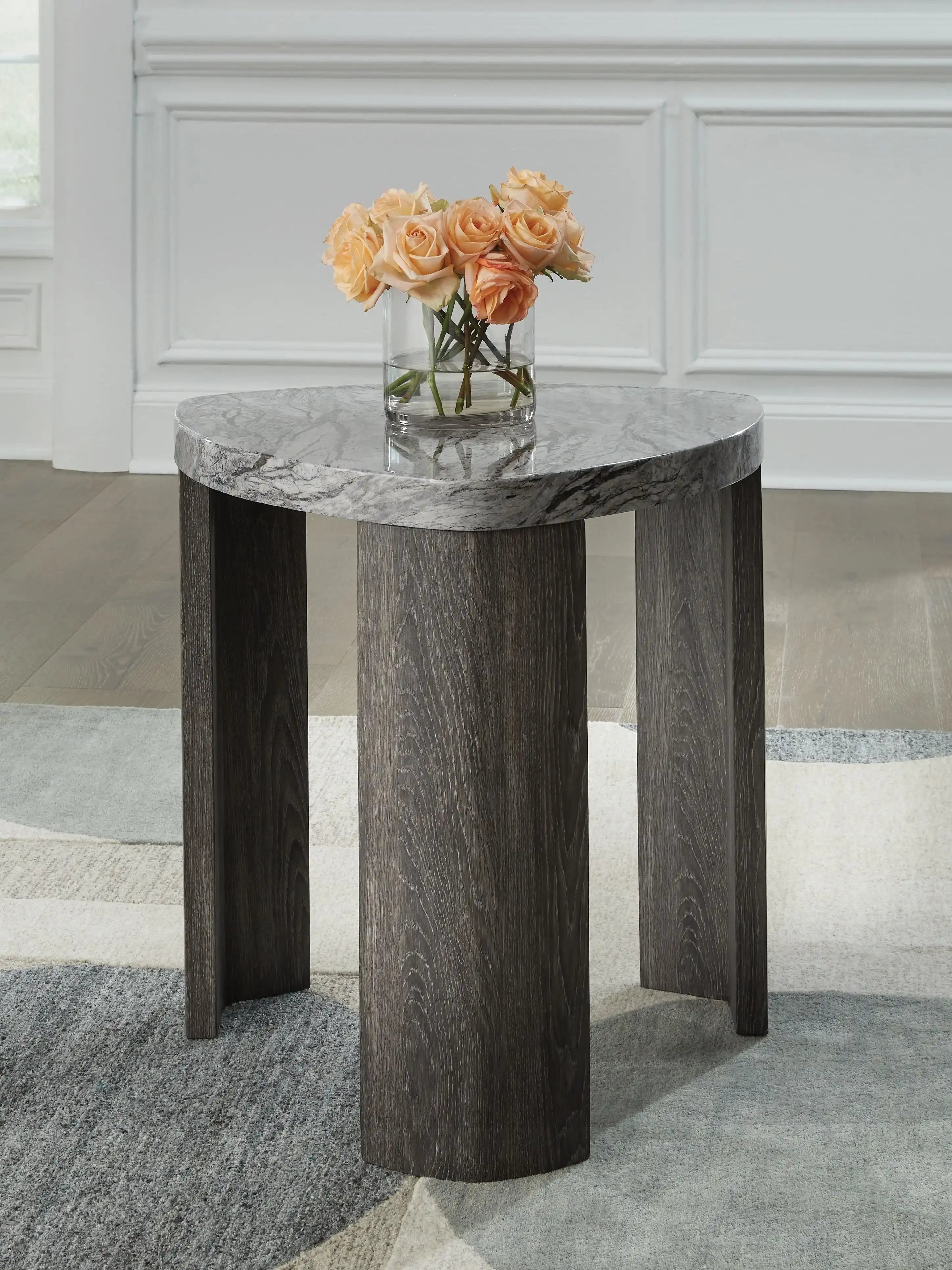 Surmour - Triangle End Table - Gray / Brown - Best Buy Furniture
