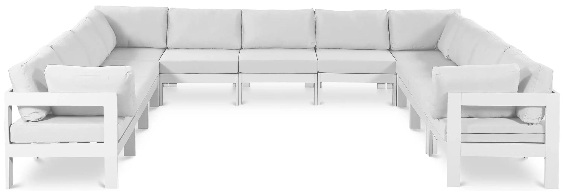 Nizuc - Outdoor Patio 11 Piece Modular Sectional With White Frame - Best Buy Furniture