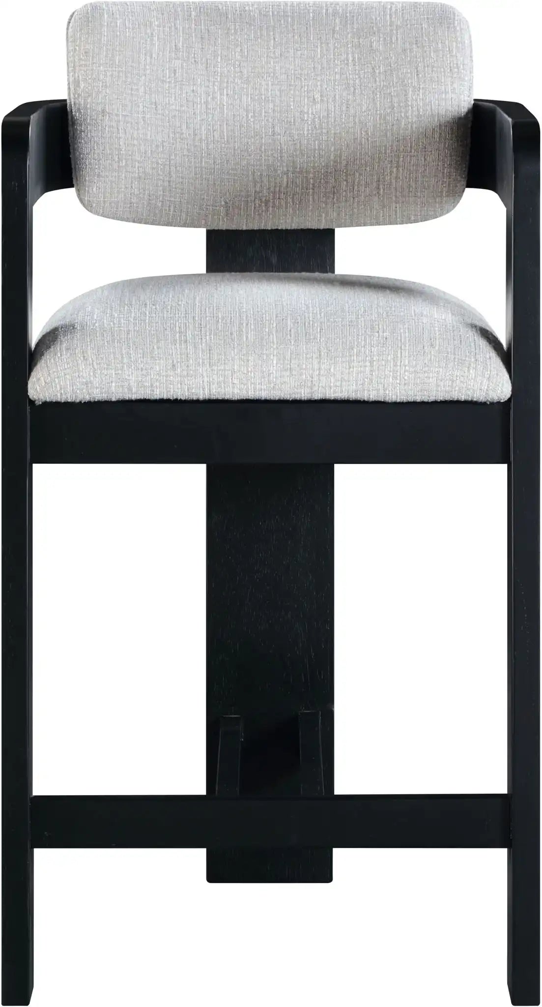 Sacha - Linen Stool With Black Base