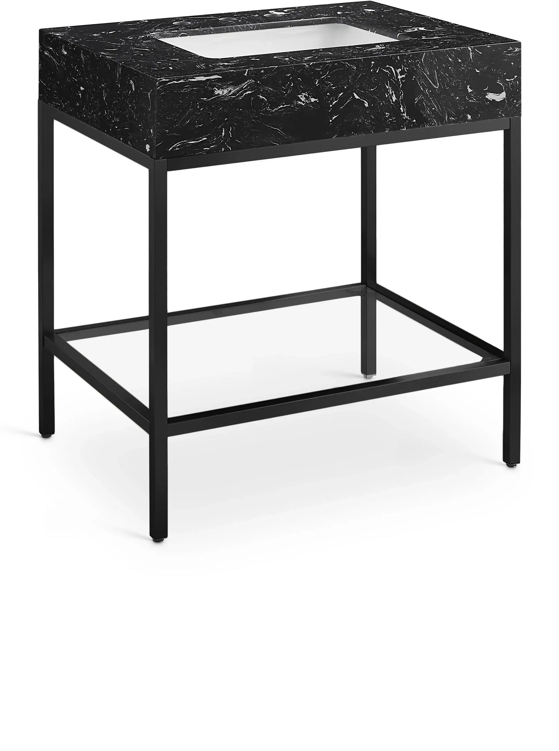 Marmo - Engineered Marble Bathroom Vanity With Black Base - Best Buy Furniture