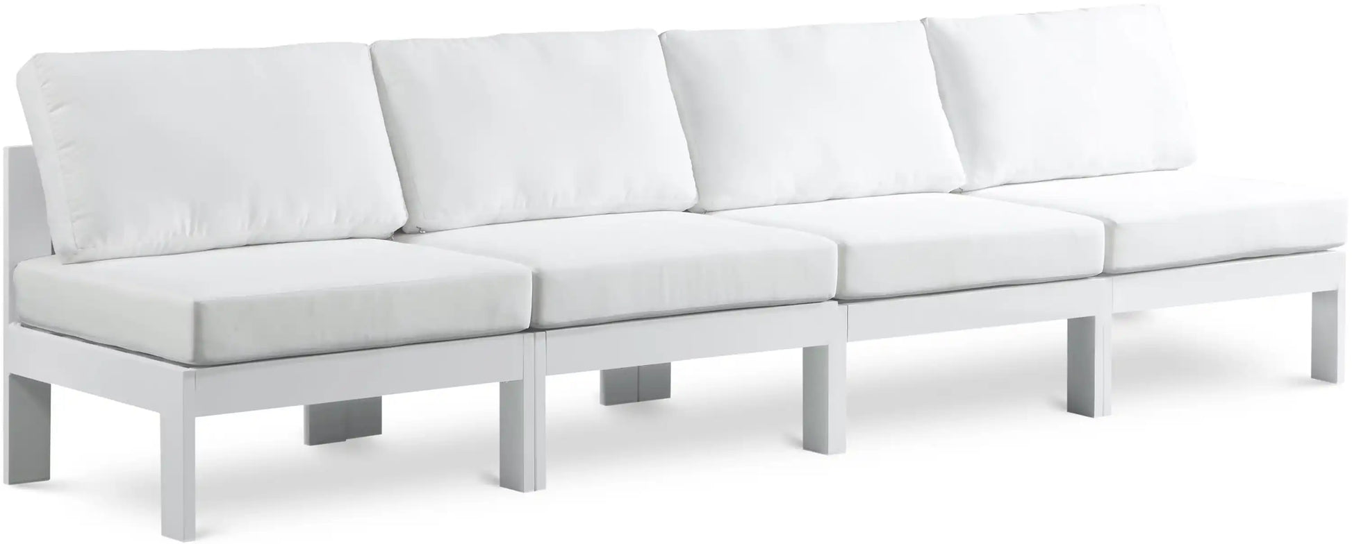 Nizuc - Outdoor Patio 4 Seat Armless Modular Sofa With White Frame - Best Buy Furniture