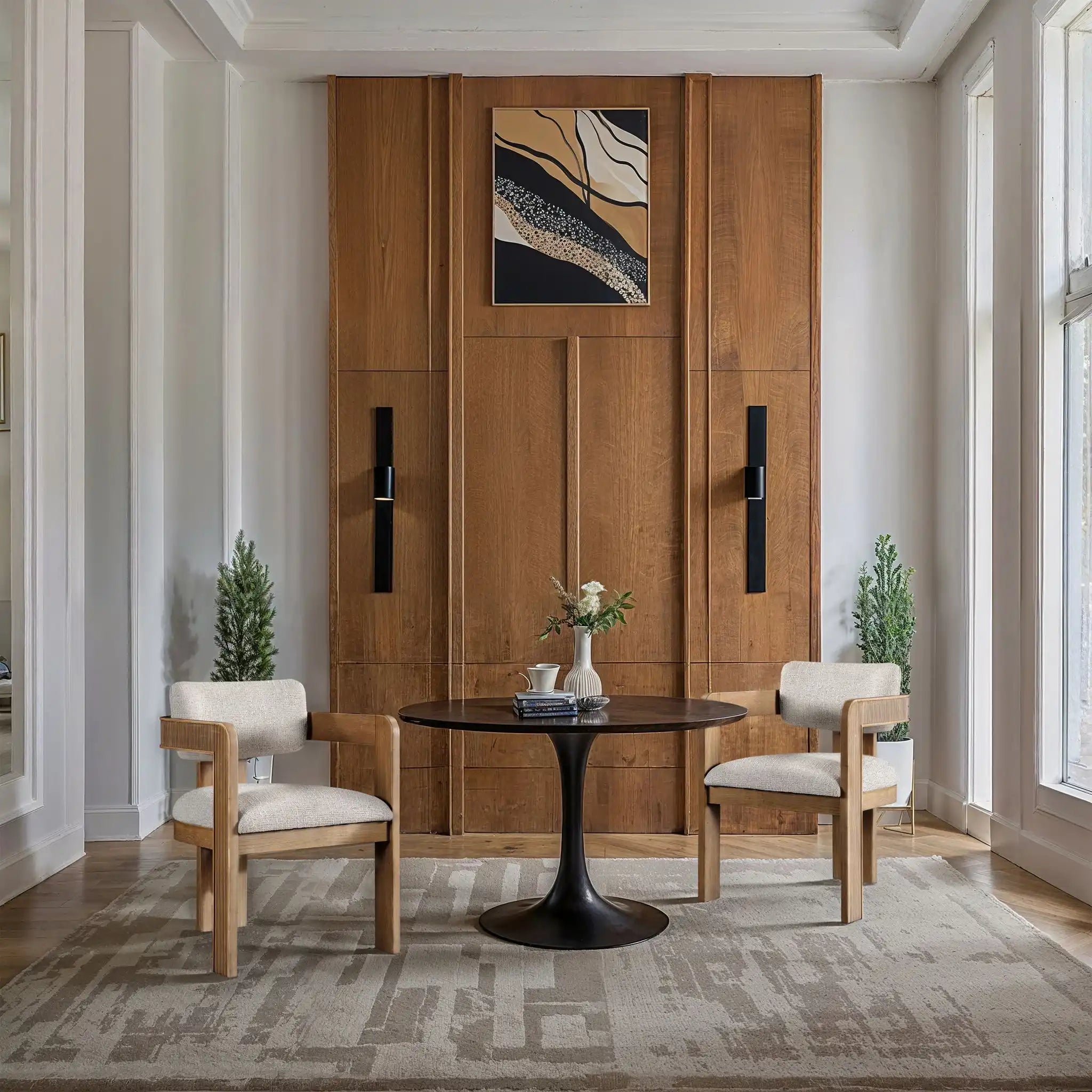 Sacha - Linen Dining Chair With Natural Base (Set of 2)