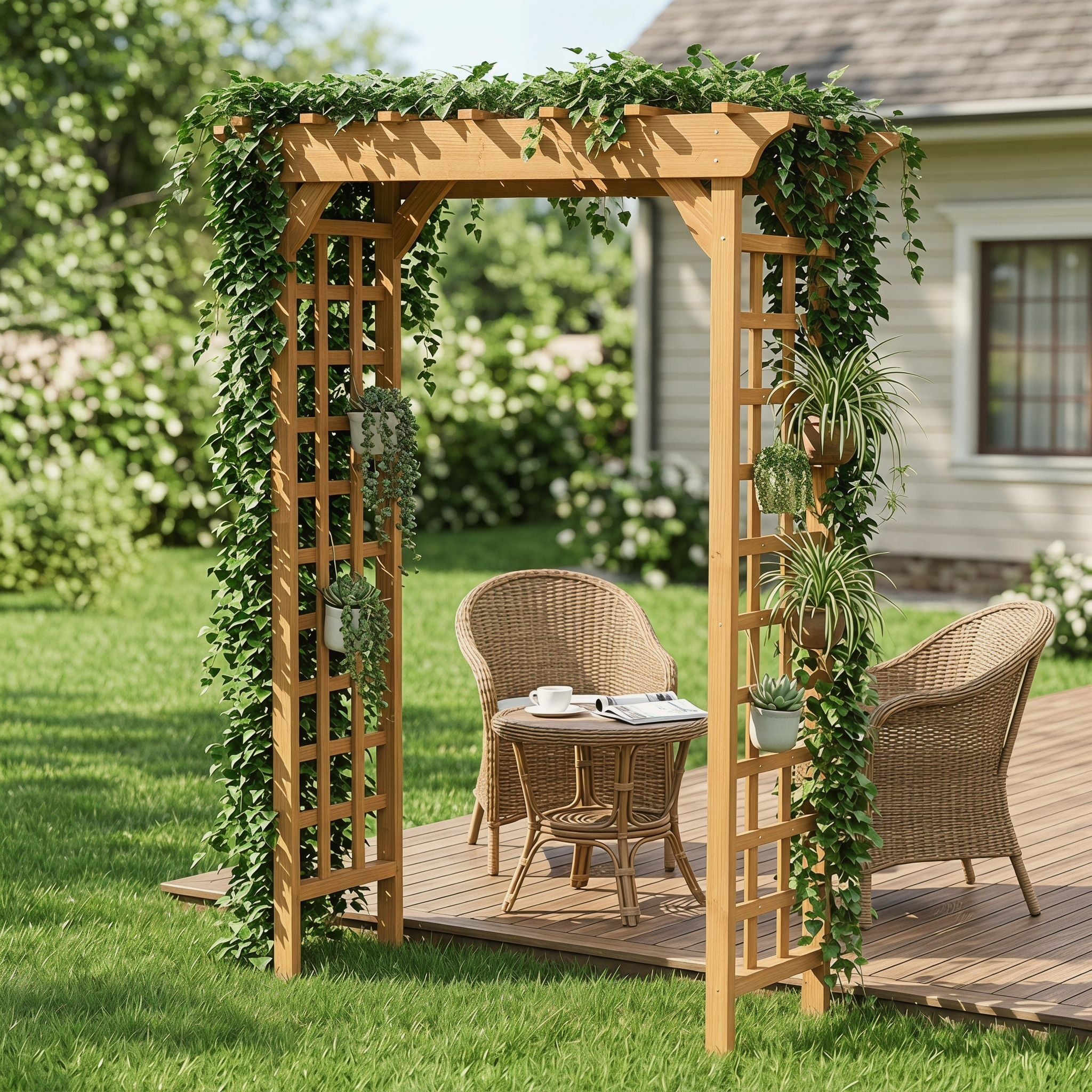 Arbor, Wedding Arch For Ceremony, Trellis For Plant Climbing, Christmas Decor Pergola For Garden Backyard - Yellow