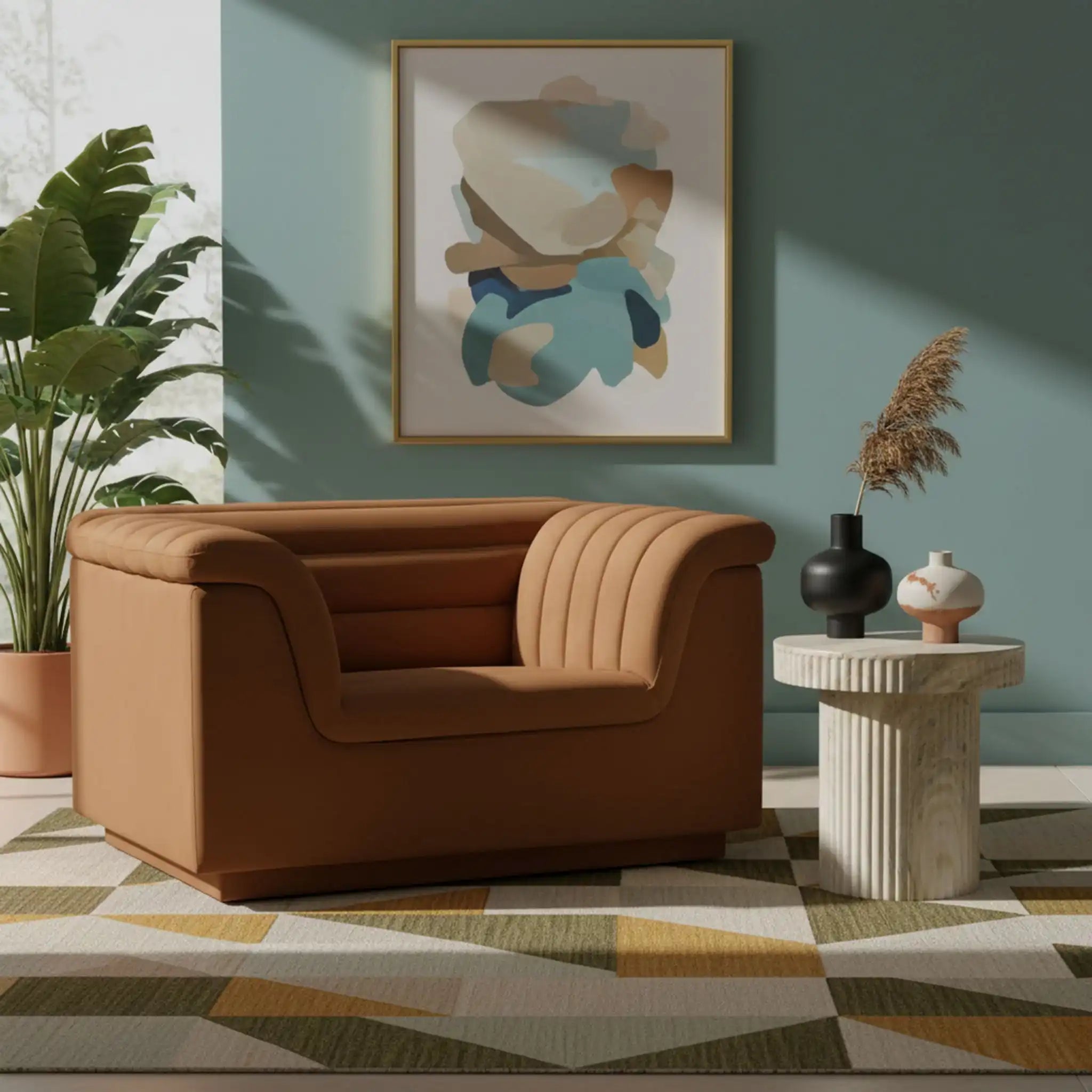 Cascade - Velvet Chair - Saddle