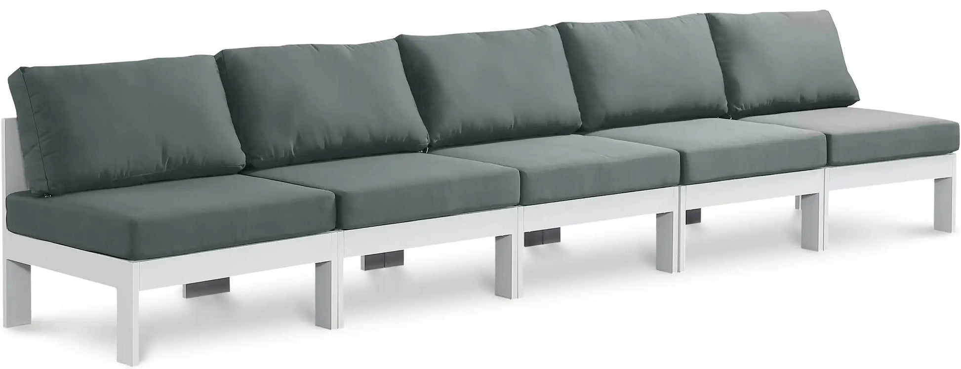 Nizuc - Outdoor Patio 5 Seat Modular Armless Sofa With White Frame - Best Buy Furniture