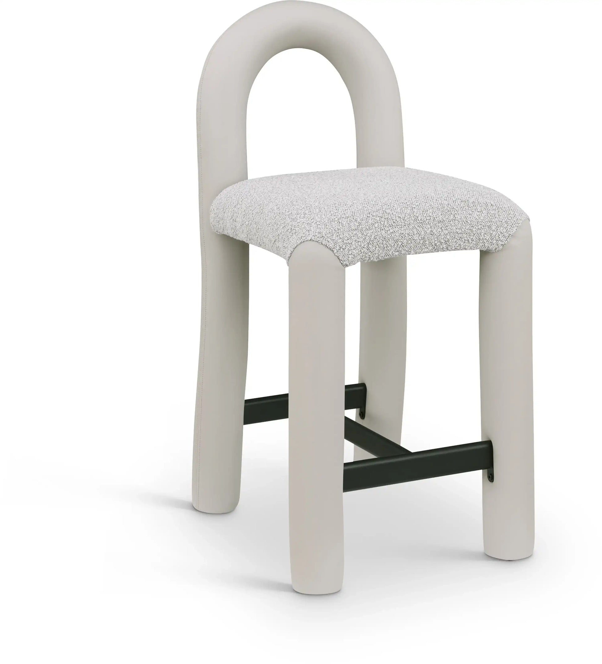 Amari - Vegan Leather and Boucle Fabric Stool - Best Buy Furniture