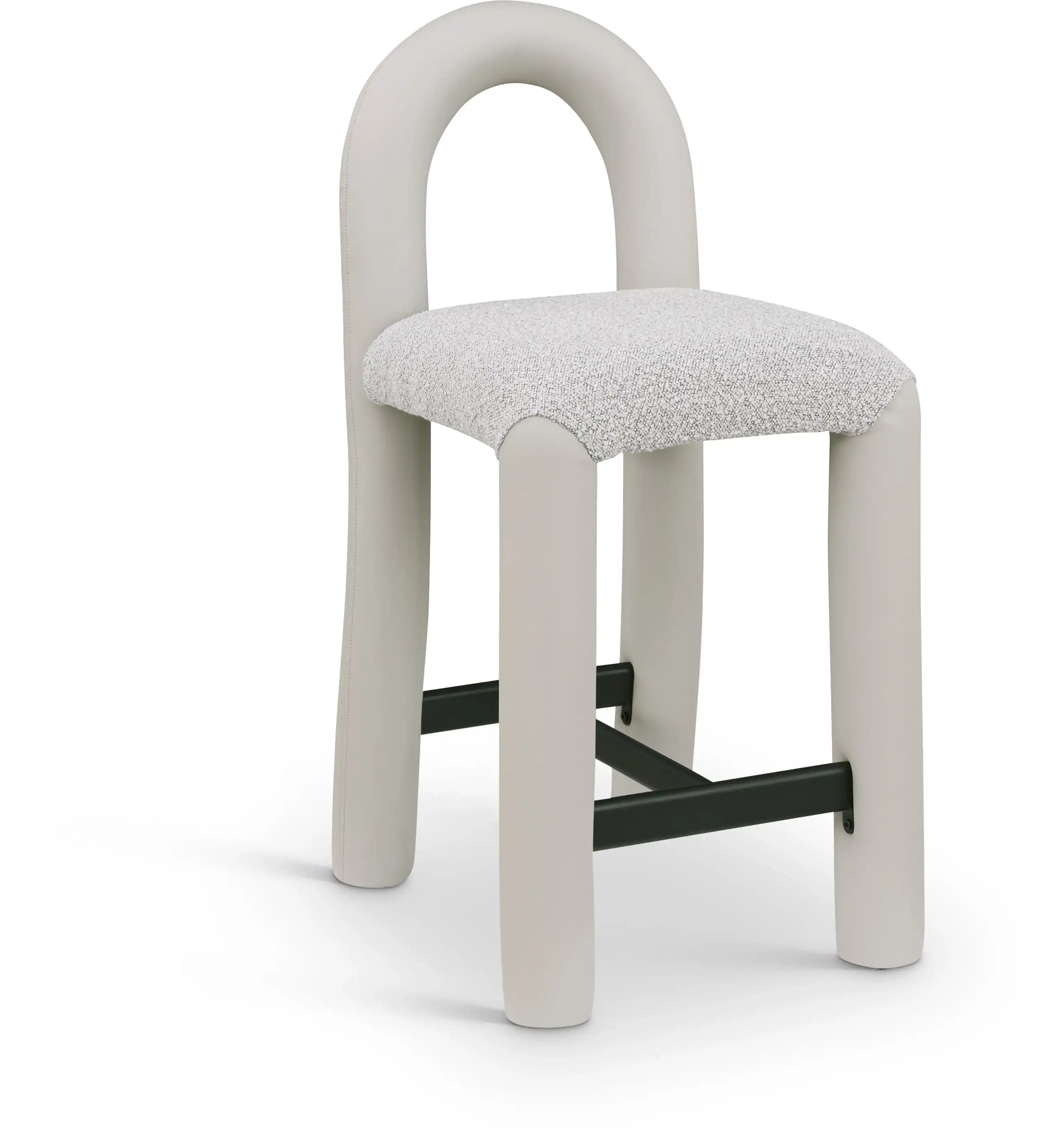 Amari - Vegan Leather and Boucle Fabric Stool - Best Buy Furniture