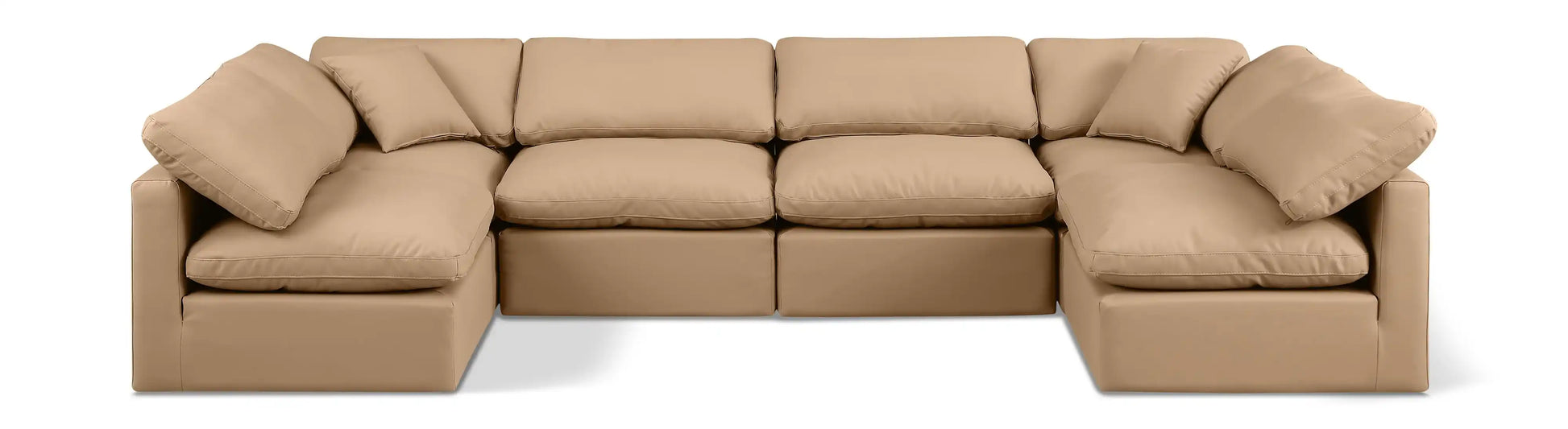 Indulge - Faux Leather 6 Piece Modular U-Shaped Sectional - Tan - Best Buy Furniture