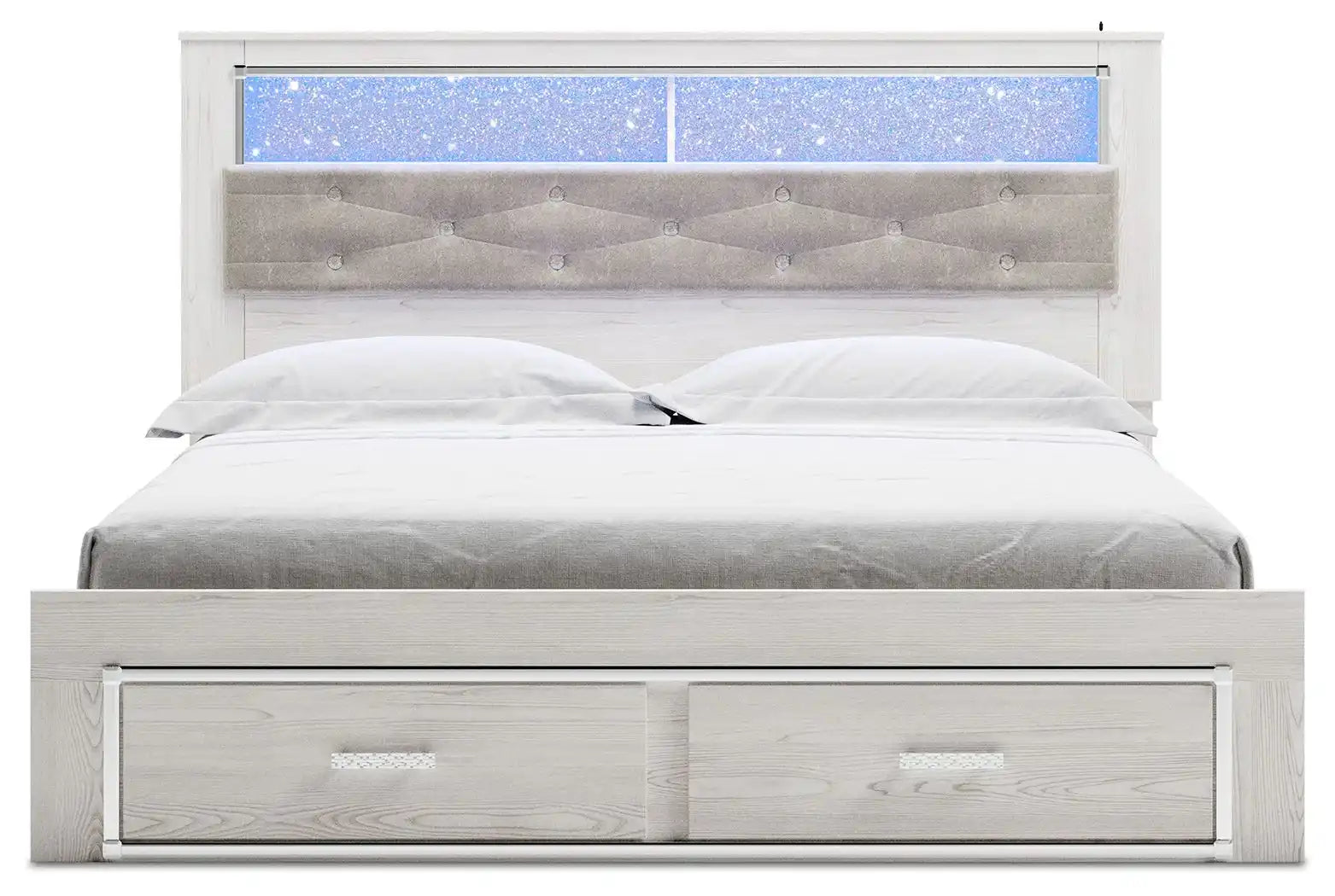 Altyra - King Upholstered Bookcase Bed With Storage - White - Best Buy Furniture