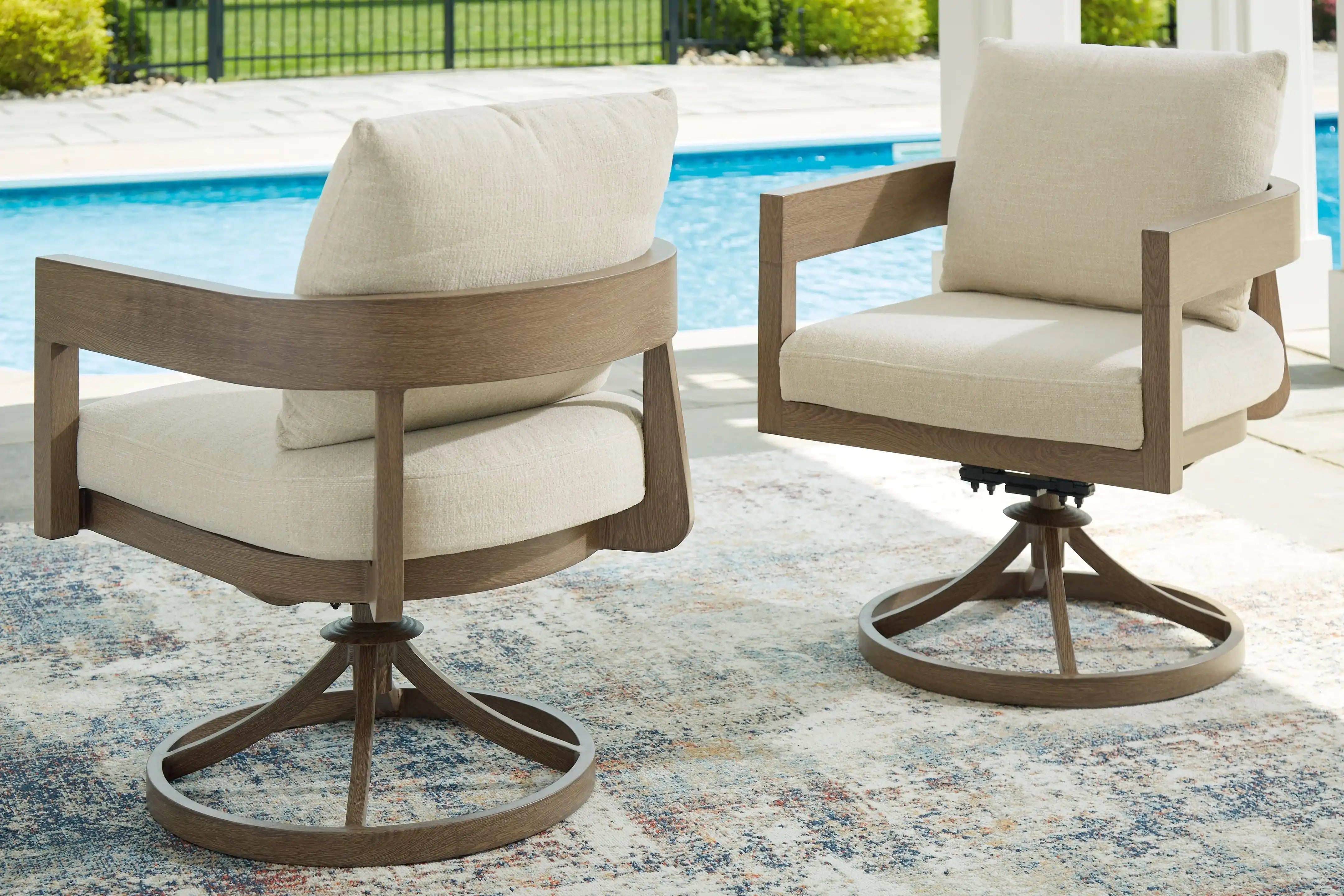 Serene Bay - Swivel Chair With Cushion (Set of 2) - Dark Brown / White - Best Buy Furniture