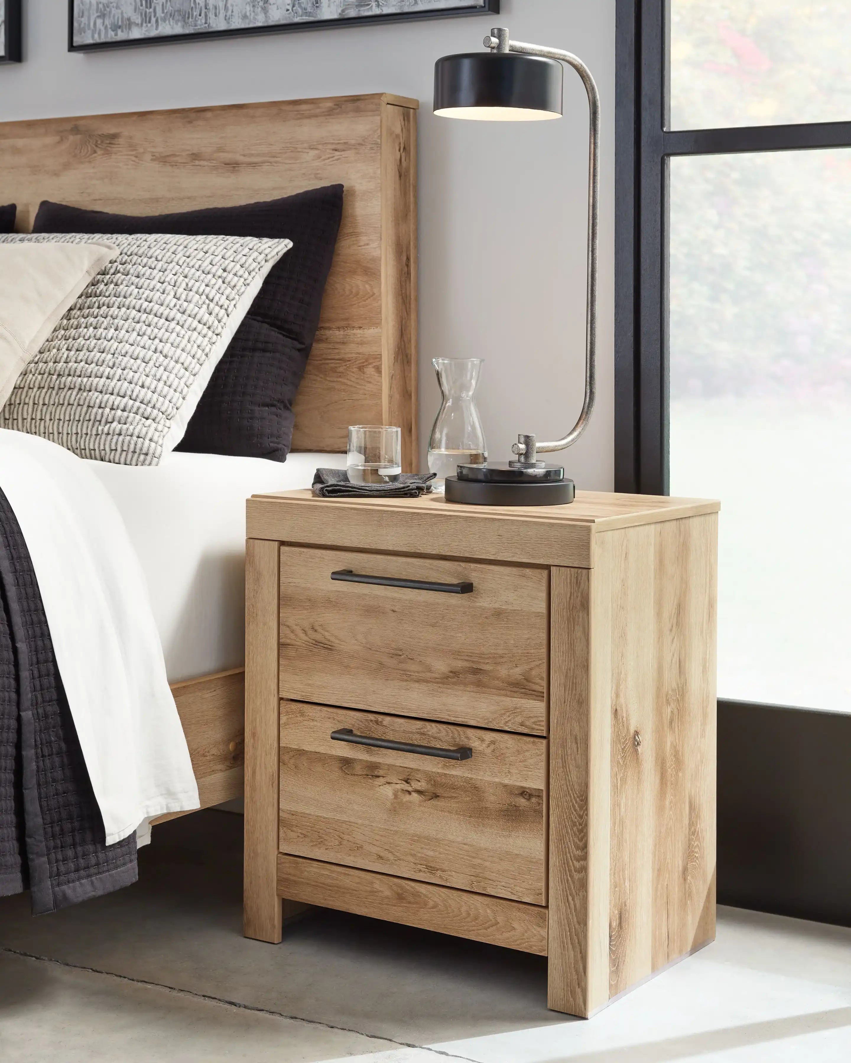 Hyanna - Two Drawer Night Stand - Tan Brown - Best Buy Furniture