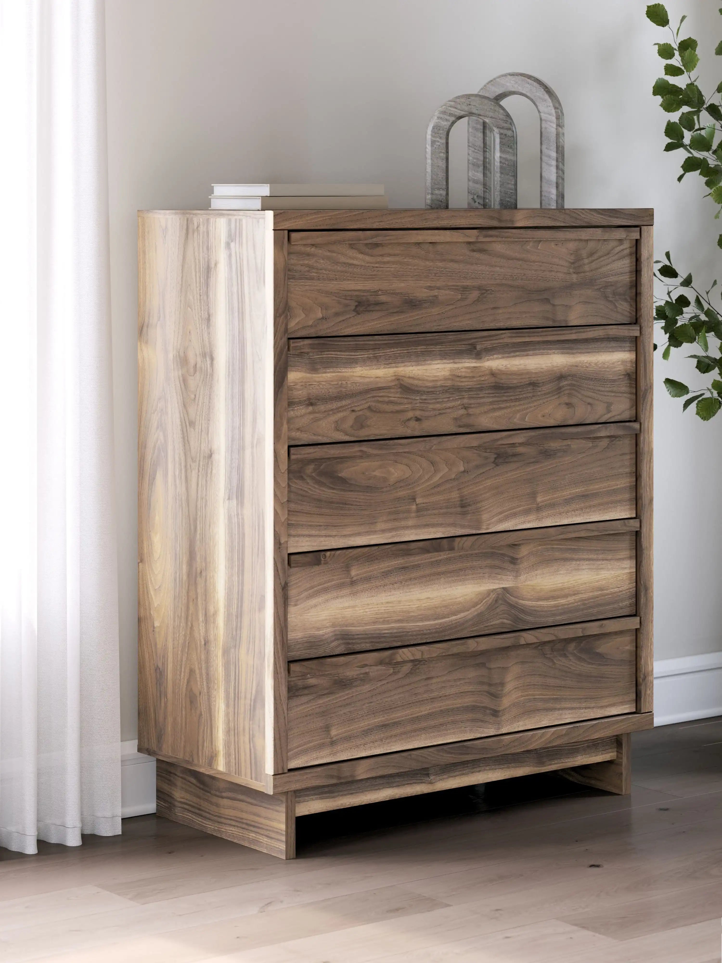 Chirason - Five Drawer Wide Chest - Brown - Best Buy Furniture