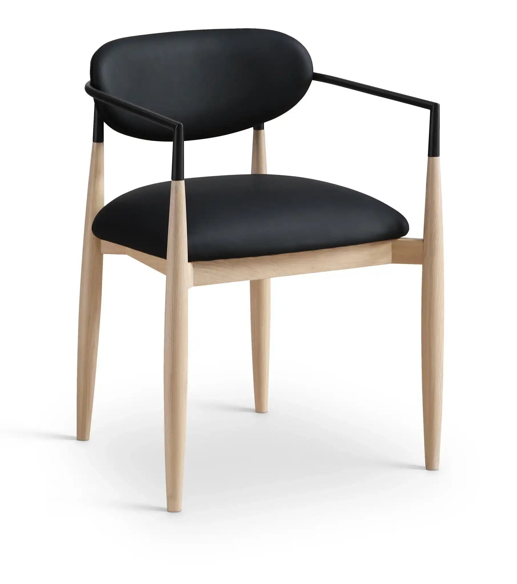 Riccio - Faux Leather Dining Arm Chair (Set of 2) - Natural Frame - Best Buy Furniture