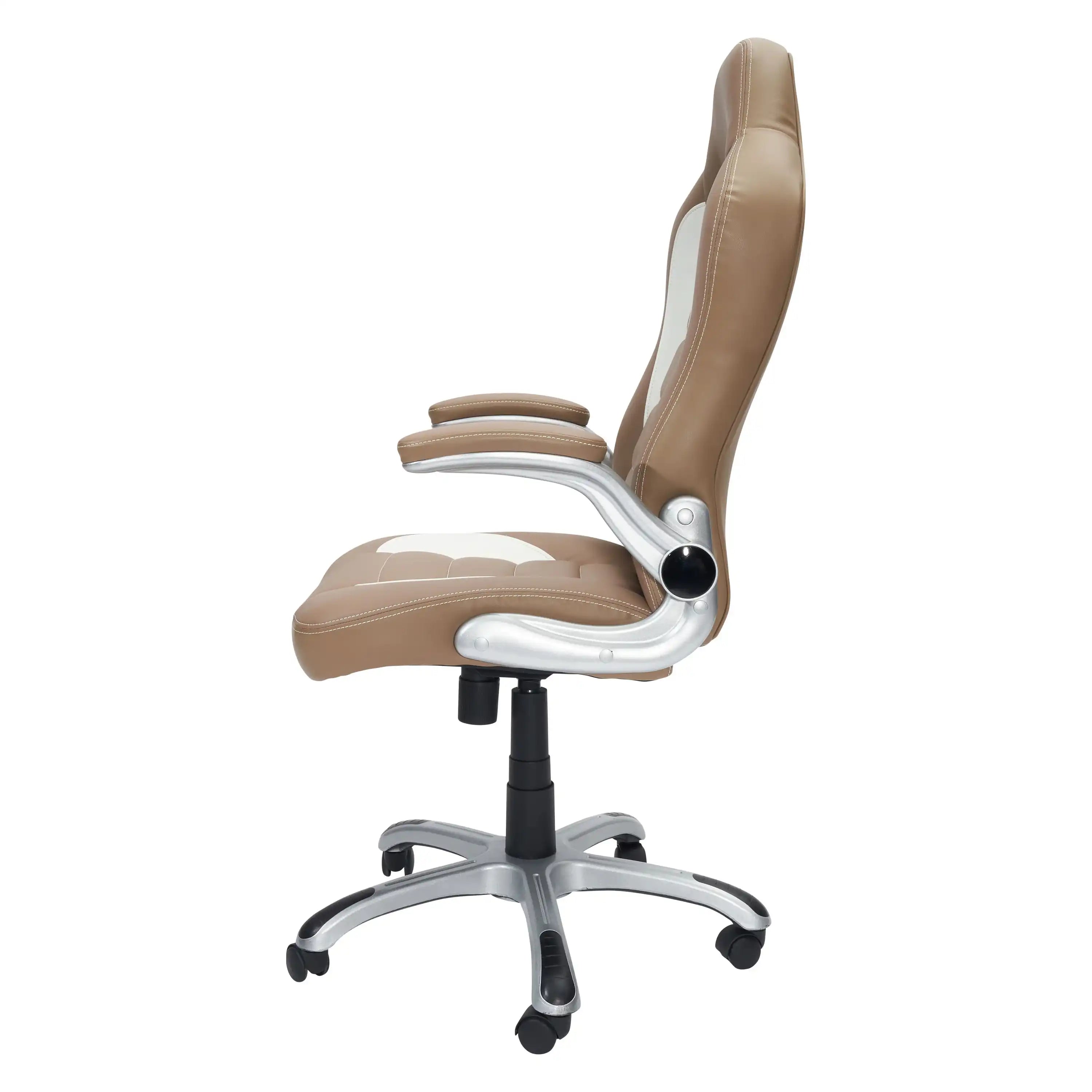 Techni Mobili High Back Executive Sport Race Office Chair with Flip-Up Arms, Camel - Best Buy Furniture