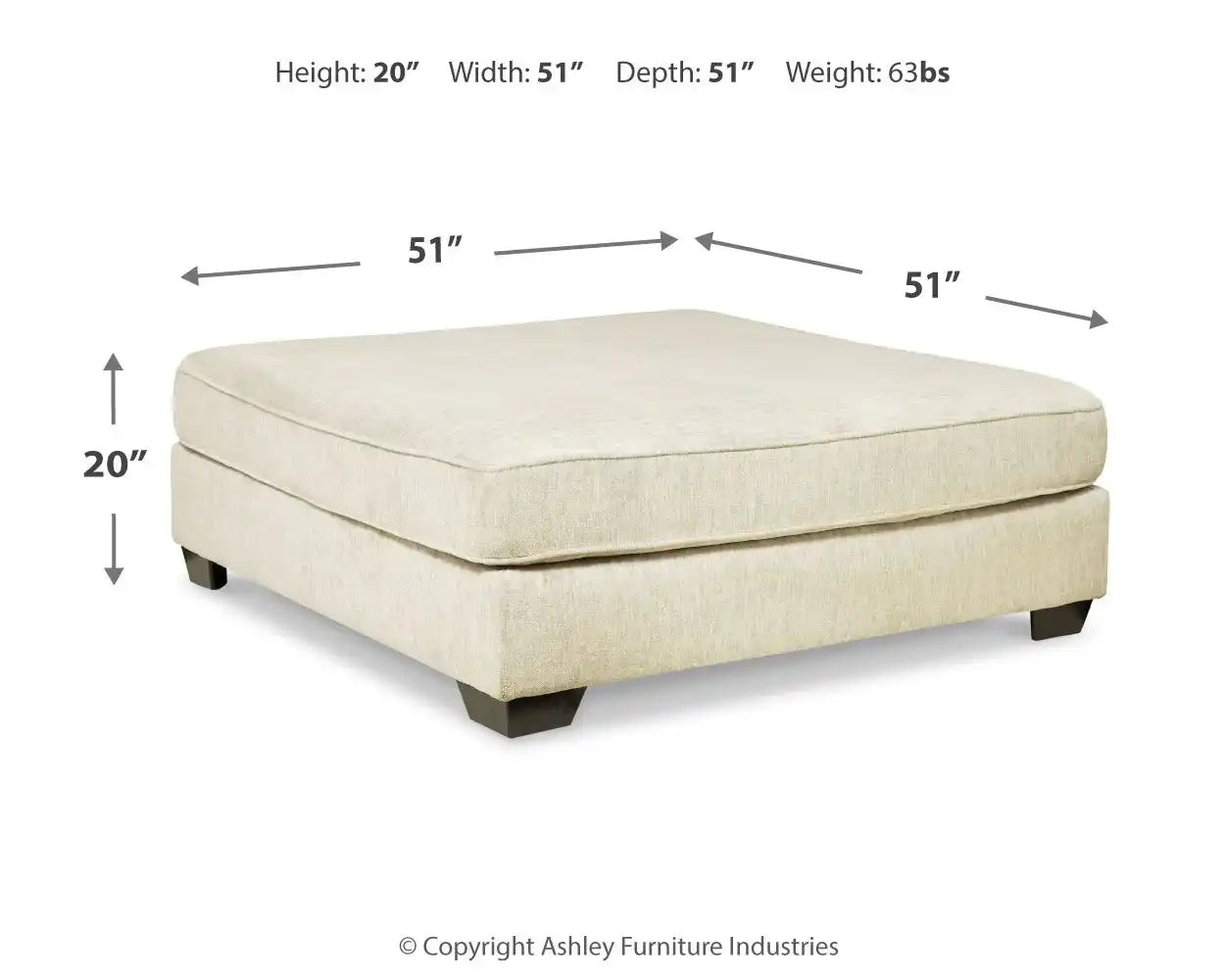 Rawcliffe - Oversized Accent Ottoman - Parchment - Best Buy Furniture