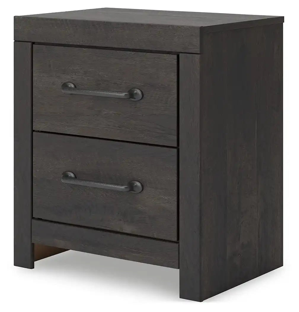 Hollivern - Two Drawer Night Stand - Dark Gray - Best Buy Furniture