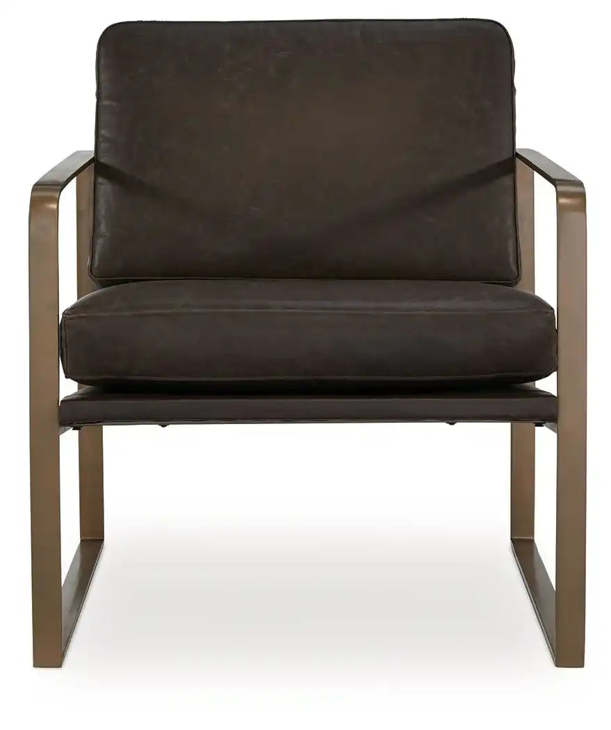 Bradett - Accent Chair - Dark Brown / Gold Finish - Best Buy Furniture