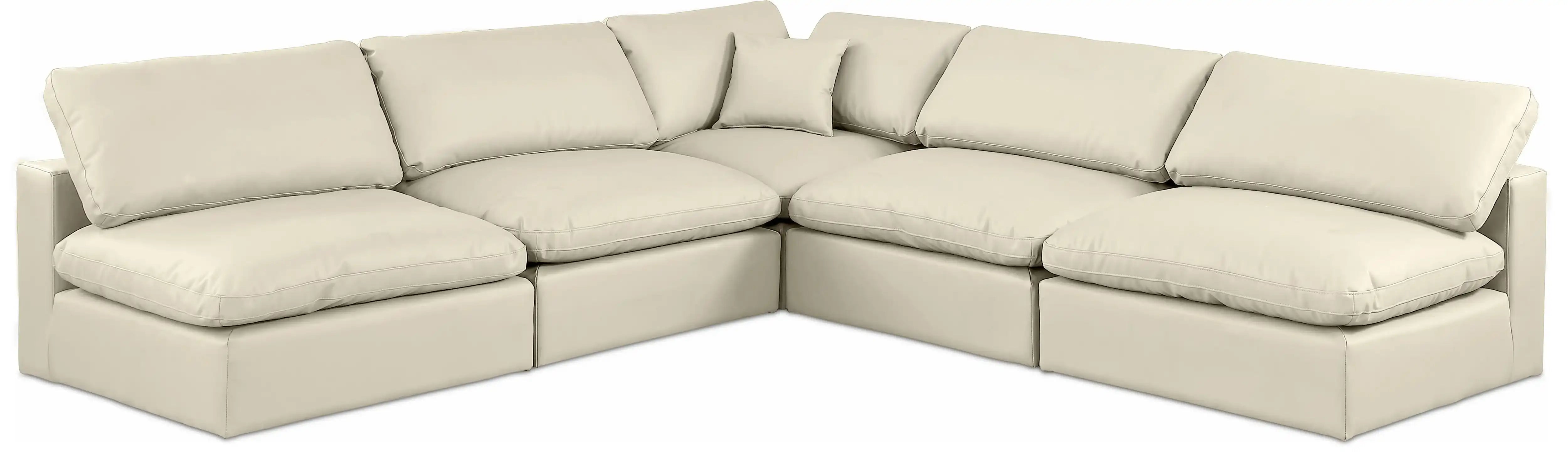 Comfy - 5 Piece Faux Leather Modular Corner Armless Sectional - Best Buy Furniture