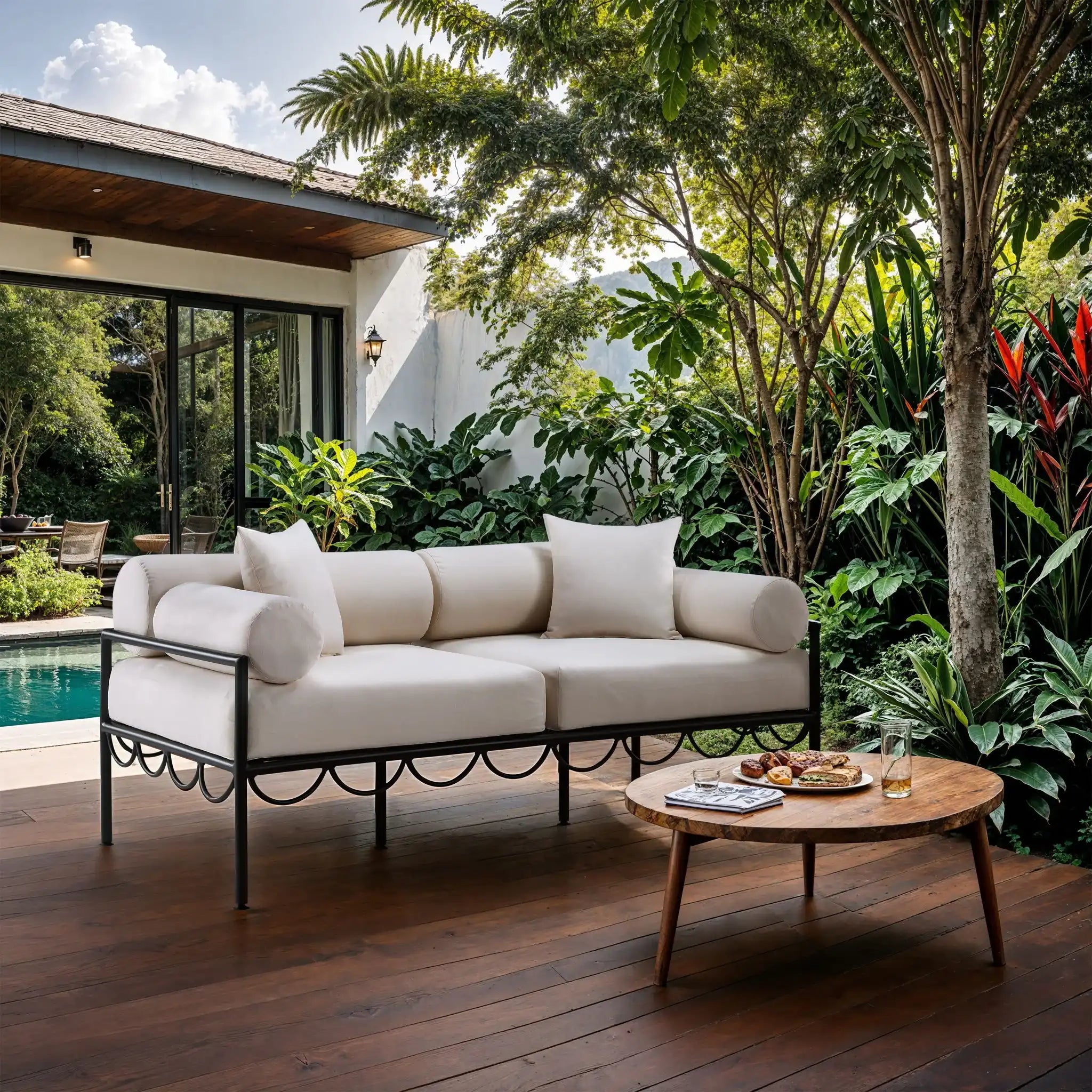 Portofino - Resilient Water Repellent Fabric 69.75" Upholstered Outdoor Patio Loveseat