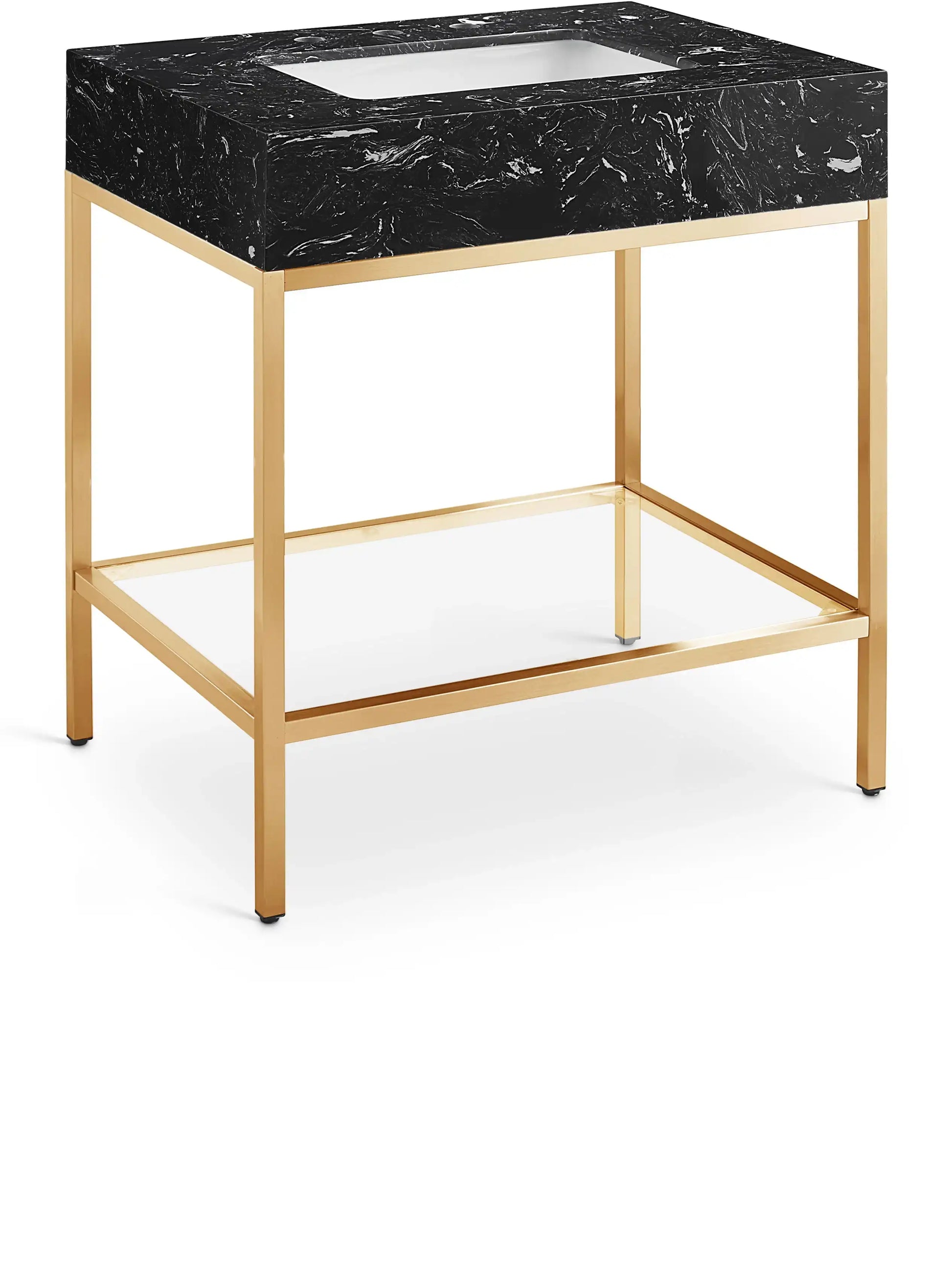 Marmo - Engineered Marble Bathroom Vanity With Gold Base - Best Buy Furniture