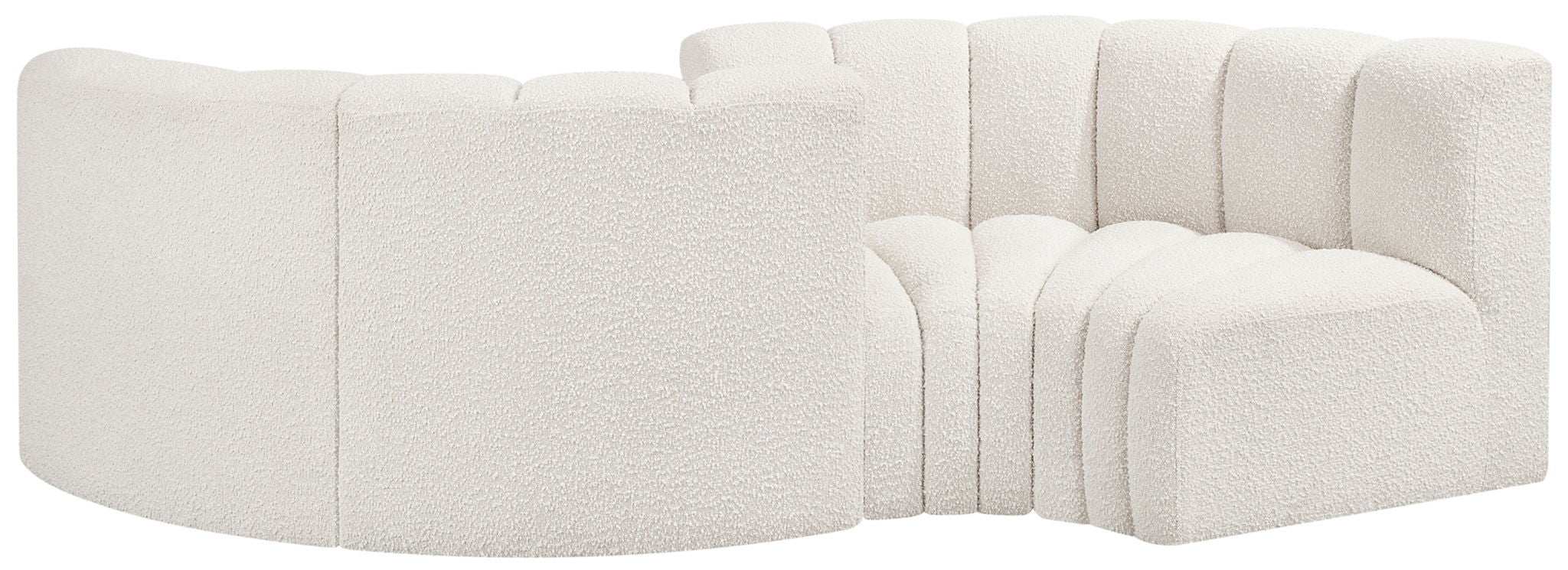 Arc - Boucle Fabric 4 Piece Curved Modular Sofa
