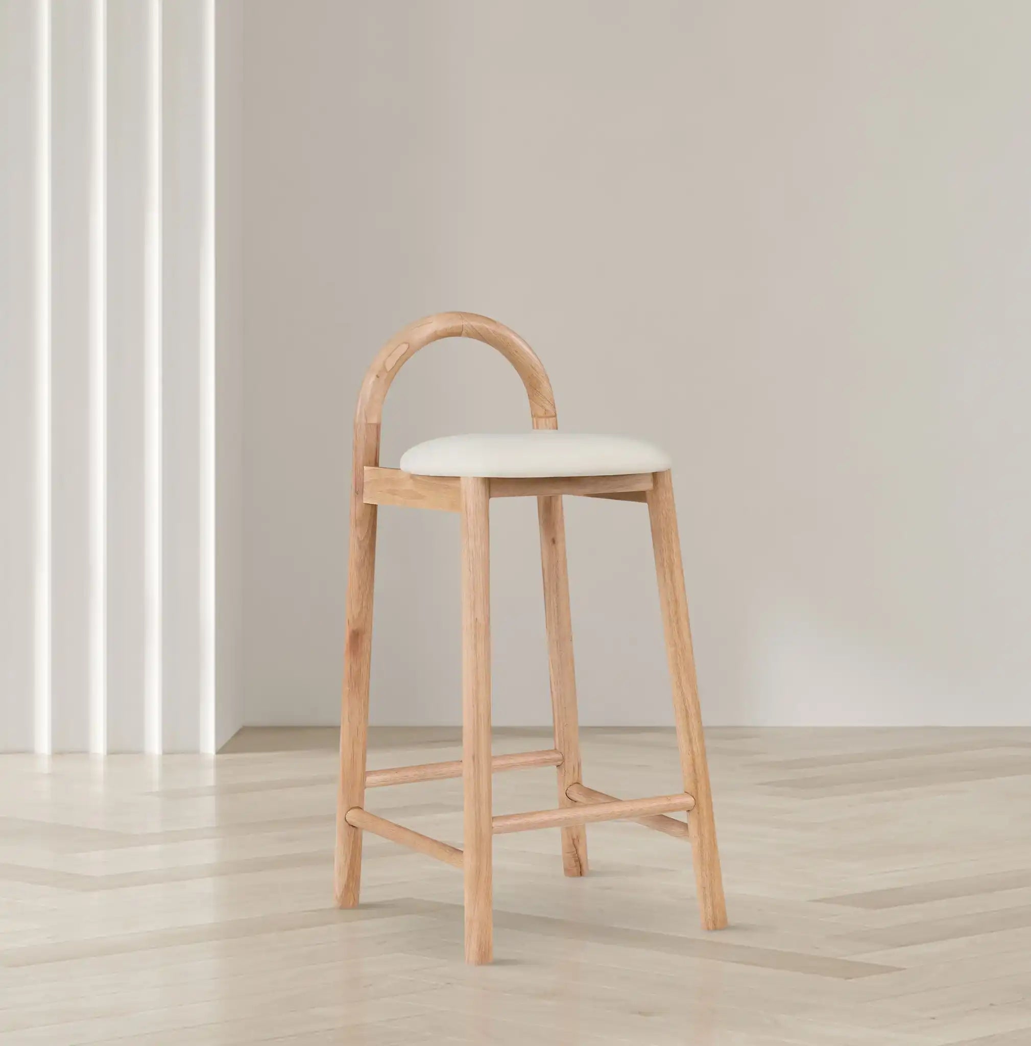 Calvin - Faux Leather Stool - Light Brown Legs