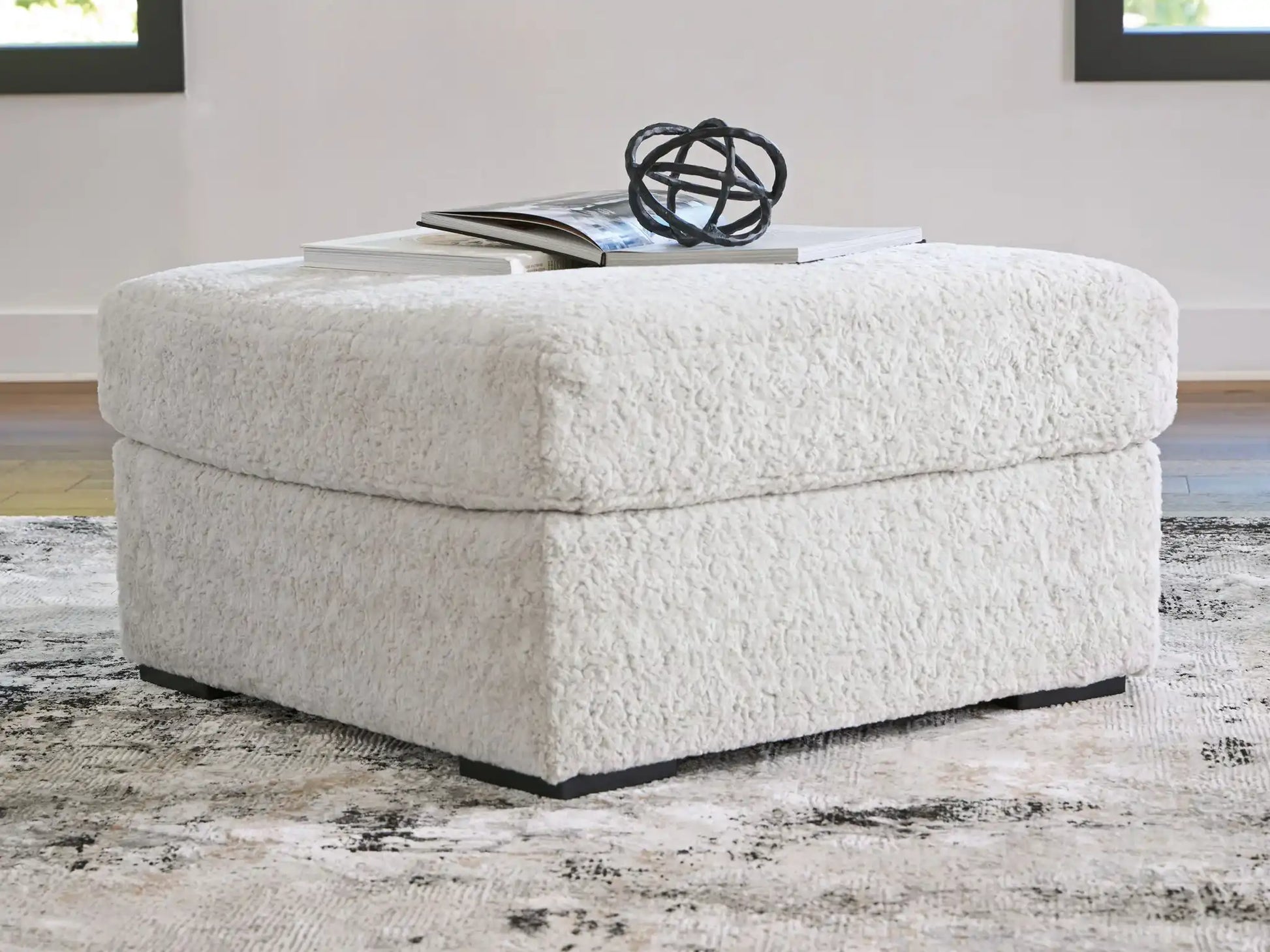 Cuddle Plush - Oversized Accent Ottoman - Arctic - Best Buy Furniture