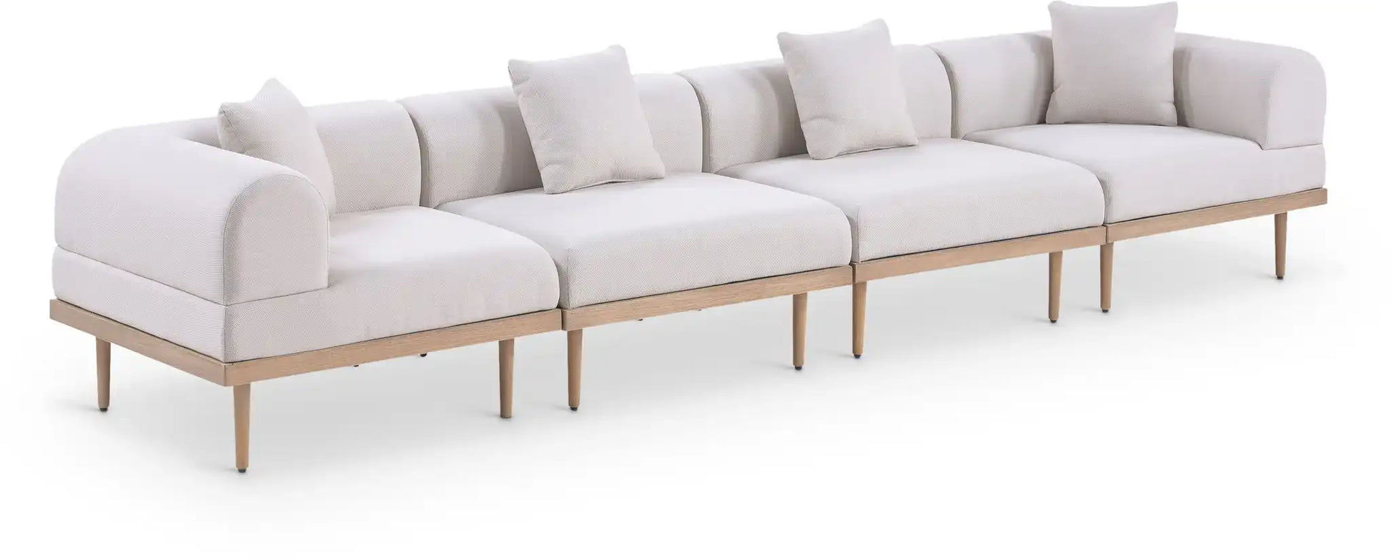 Laguna - 4 Piece Resilient Water Resistant Fabric 142" Upholstered Outdoor Patio Modular Sofa - Best Buy Furniture
