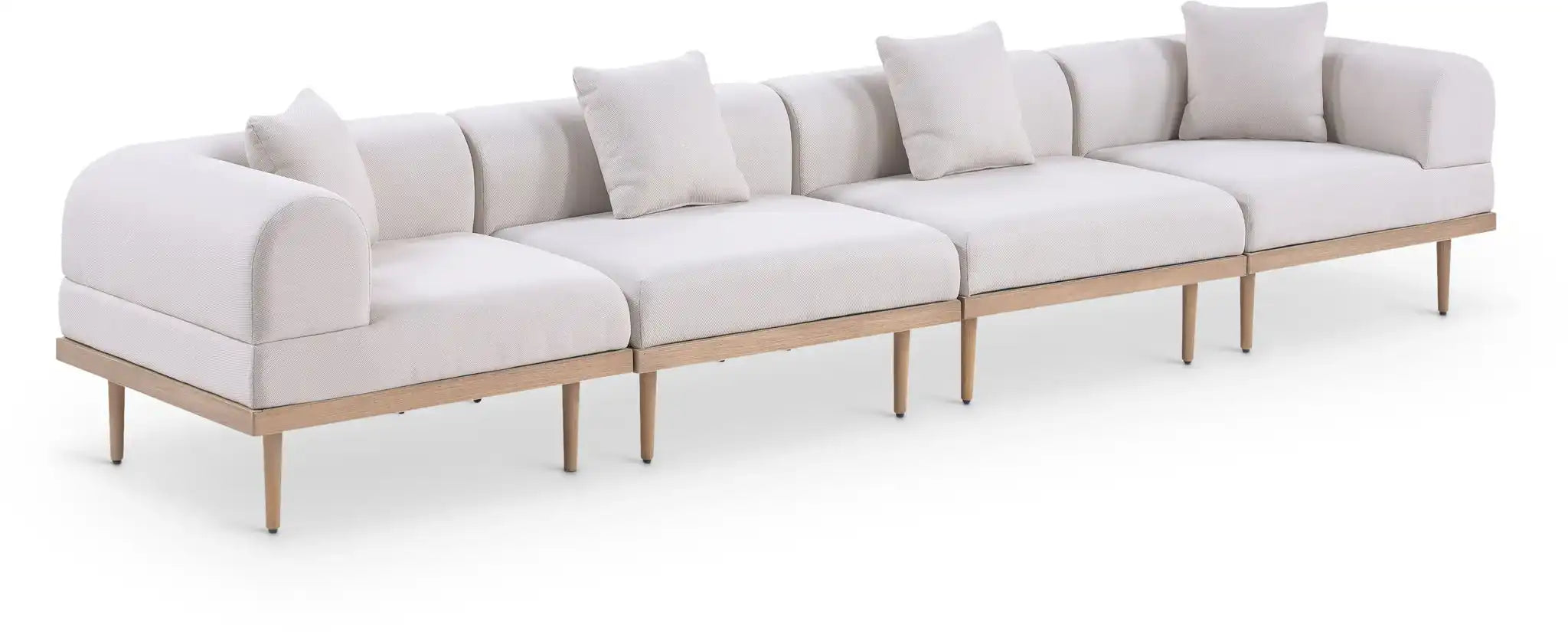 Laguna - 4 Piece Resilient Water Resistant Fabric 142" Upholstered Outdoor Patio Modular Sofa - Best Buy Furniture