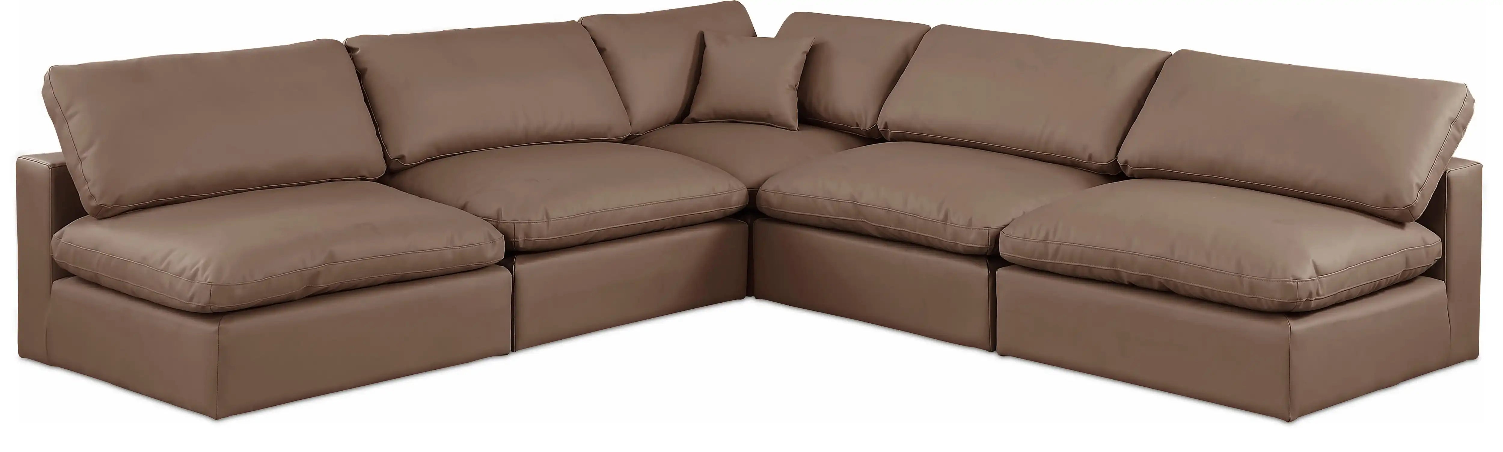 Comfy - 5 Piece Faux Leather Modular Corner Armless Sectional - Best Buy Furniture