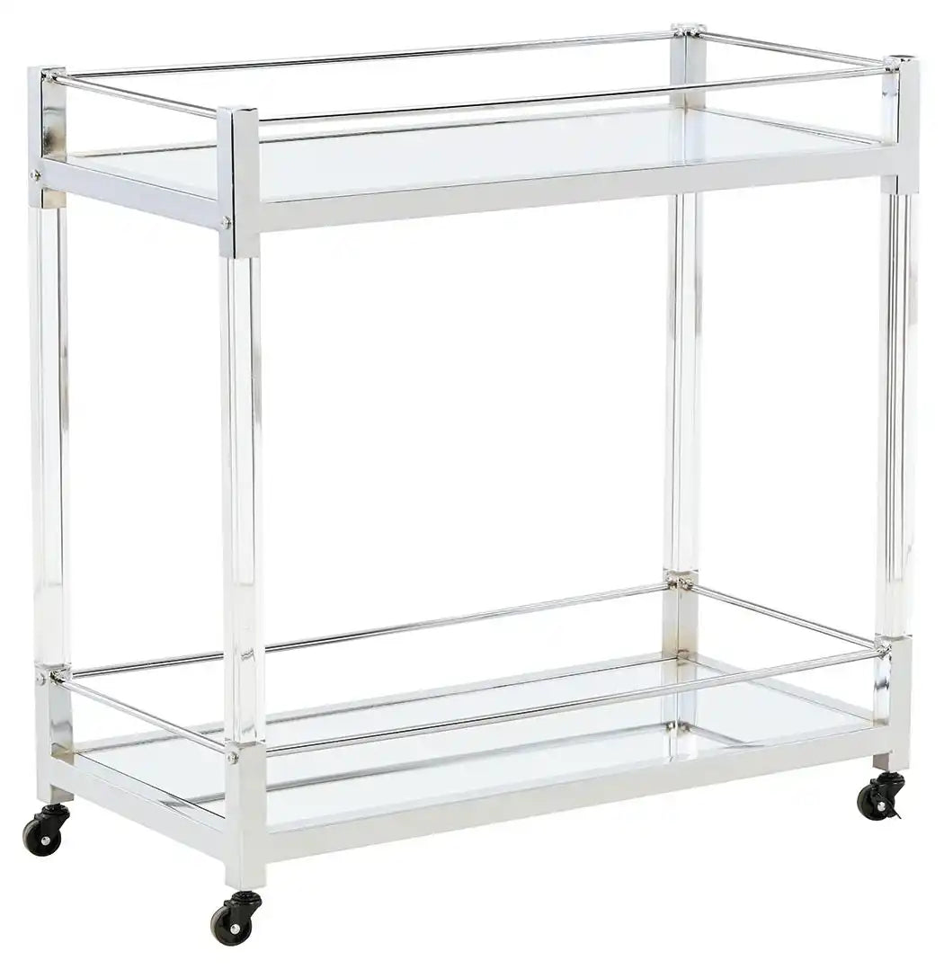 Chaseton - Bar Cart - Clear / Silver Finish - Best Buy Furniture