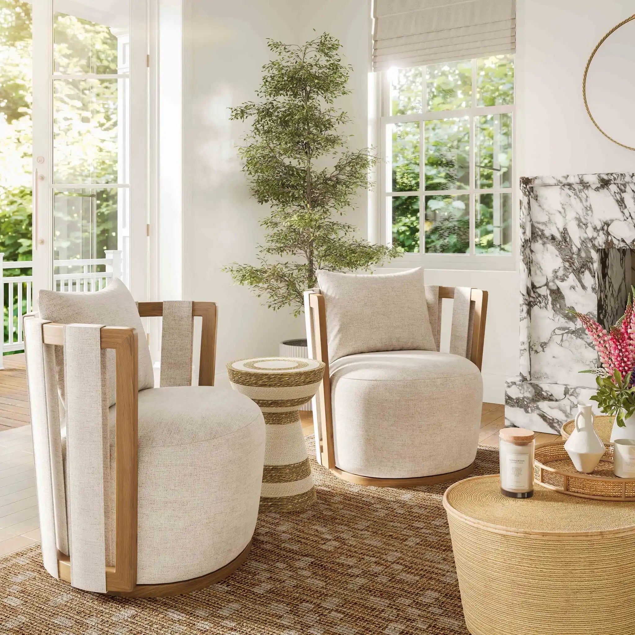 Paolo - Textured Weave Swivel Chair