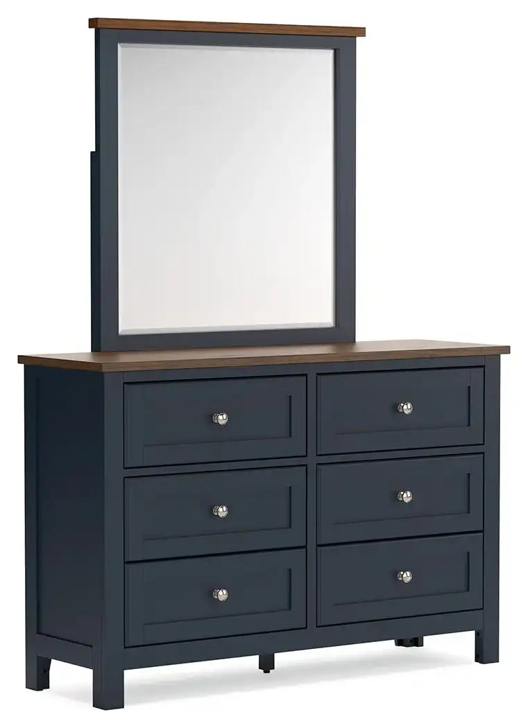 Landocken - Dresser and Mirror - Brown / Blue - Best Buy Furniture