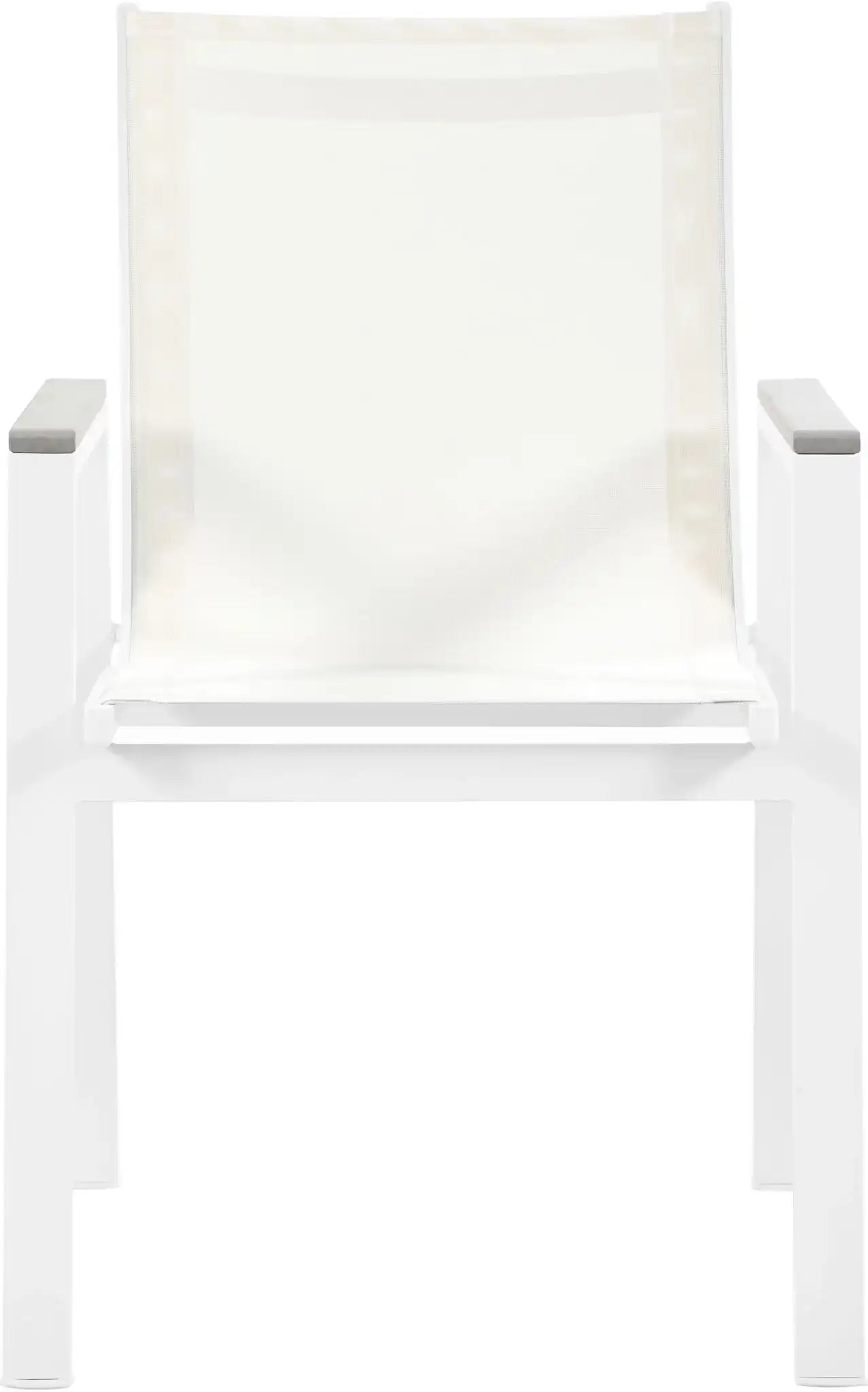 Nizuc - Outdoor Patio Dining Arm Chair With White Frame And Gray Arms (Set of 2)