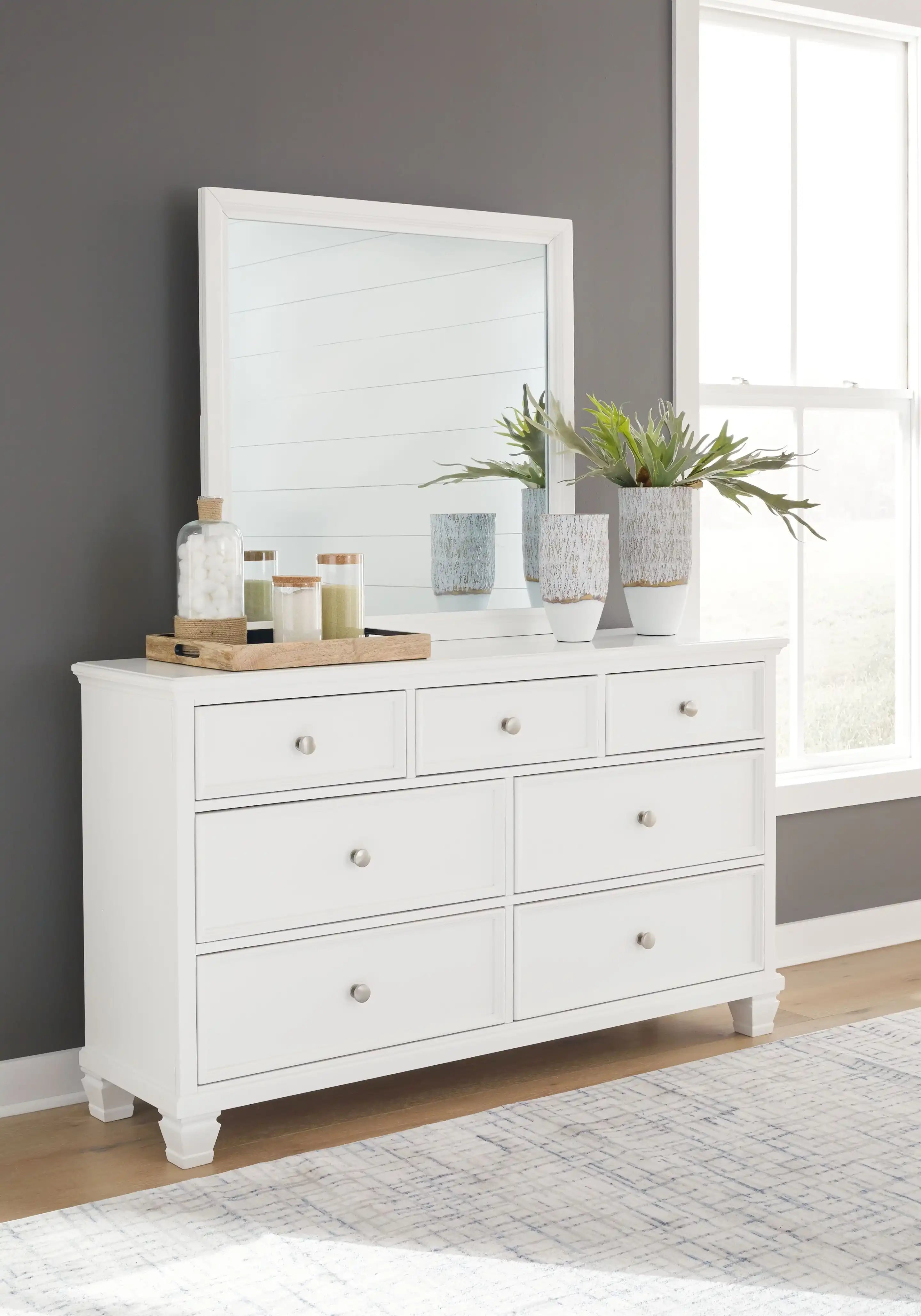 Fortman - Dresser And Mirror - White - Best Buy Furniture