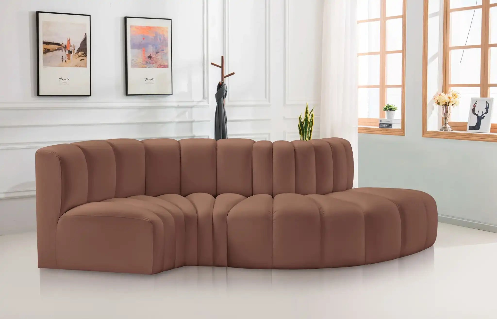 Arc - Faux Leather 4 Piece L-Shaped Modular Sofa