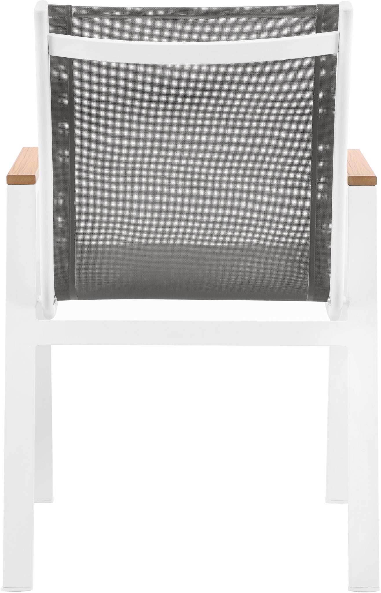 Nizuc - Outdoor Patio Dining Arm Chair With White Frame And Natural Arms (Set of 2)