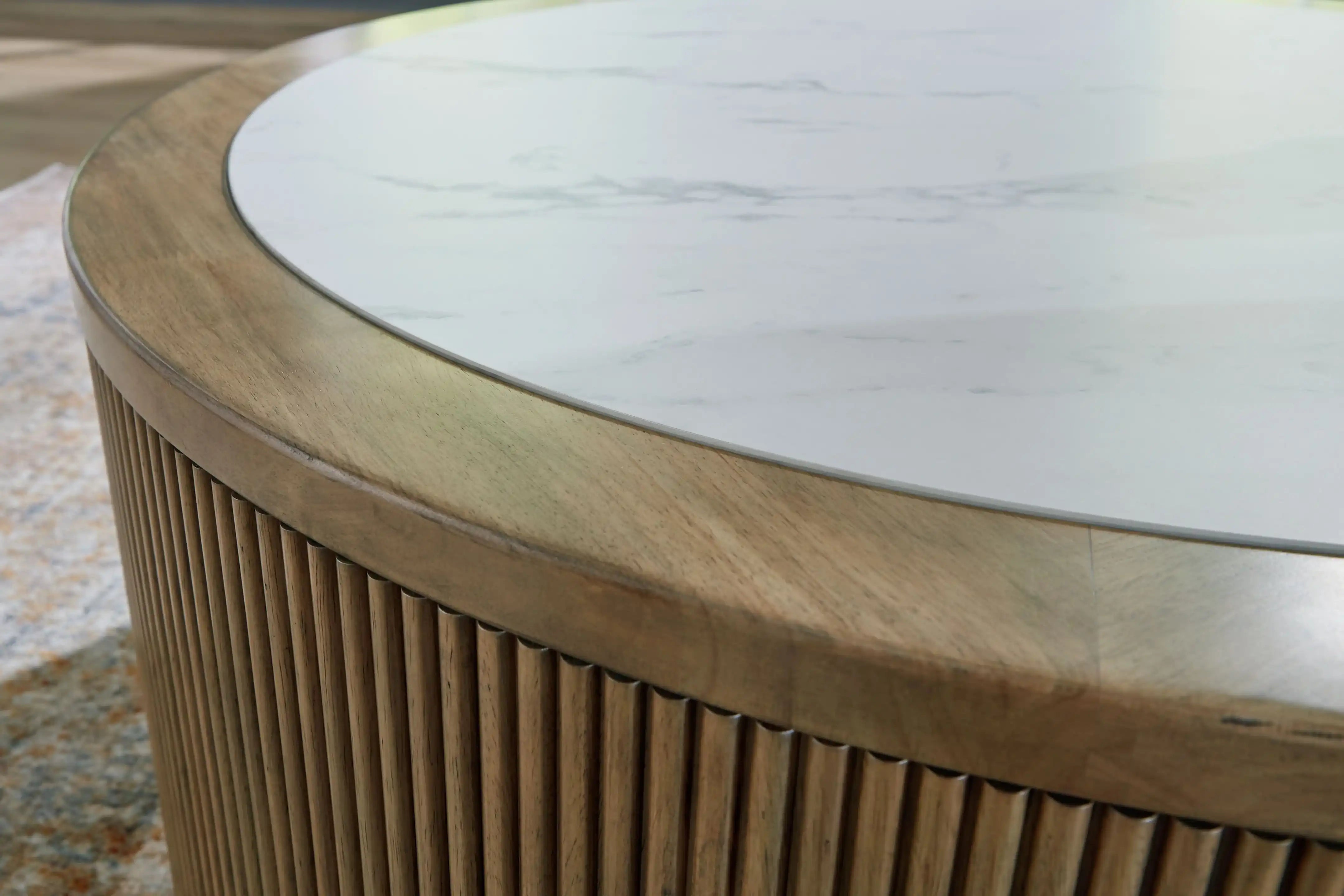 Camdill - Round Cocktail Table - Light Brown / White - Best Buy Furniture