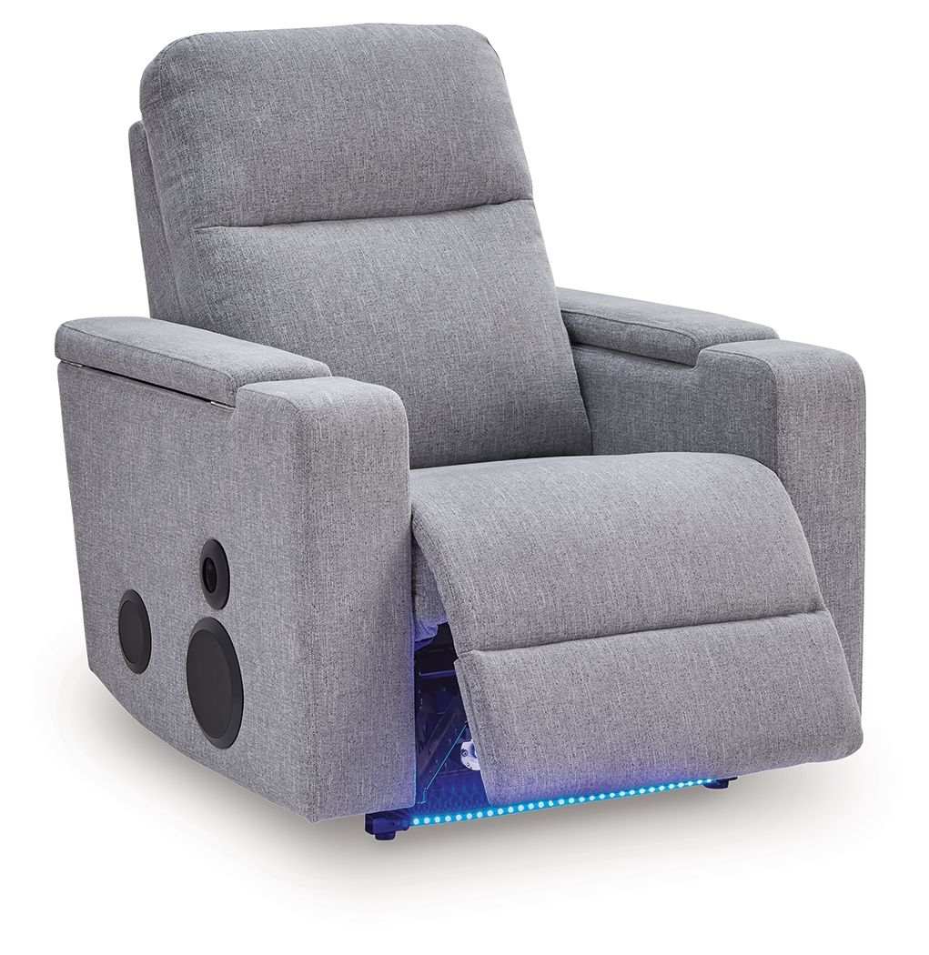 Pineland - Glider Power Recliner With Audio System - Pewter - Best Buy Furniture