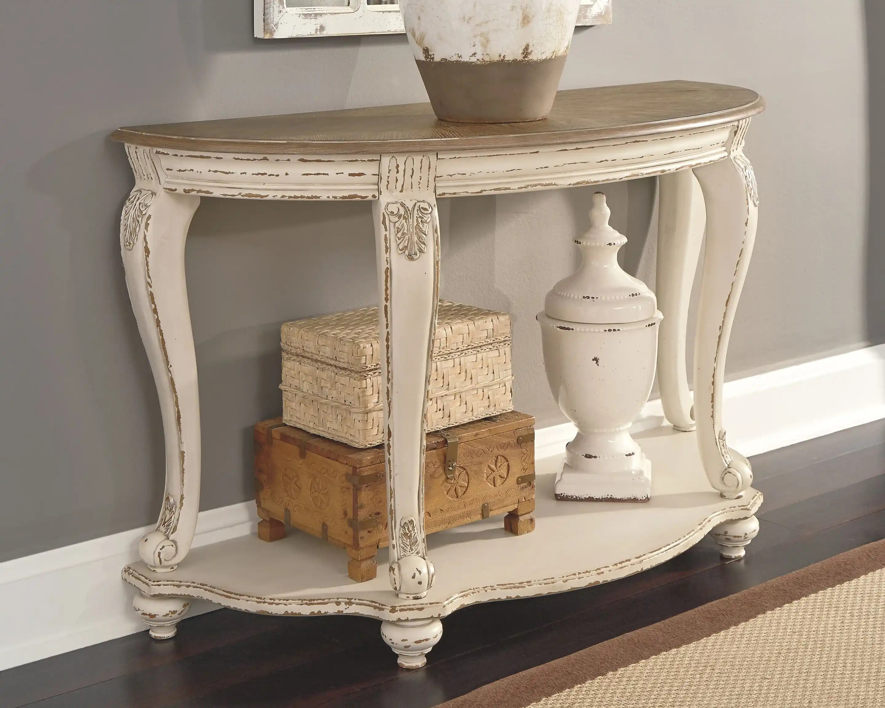 Realyn - Sofa Table - White / Brown - Best Buy Furniture