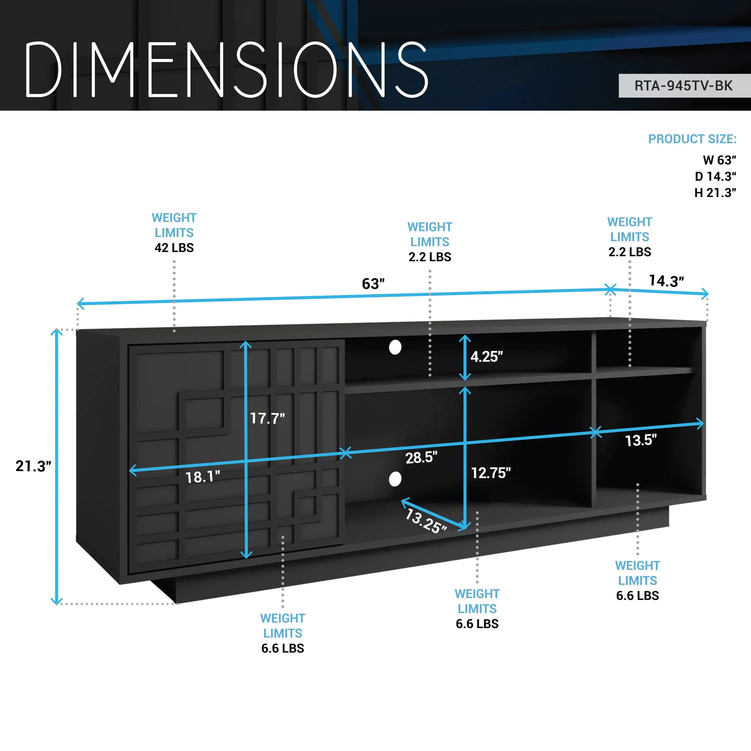 Techni Mobili Contemporary TV Stand for TVs Up to 70 IN., Black - Best Buy Furniture