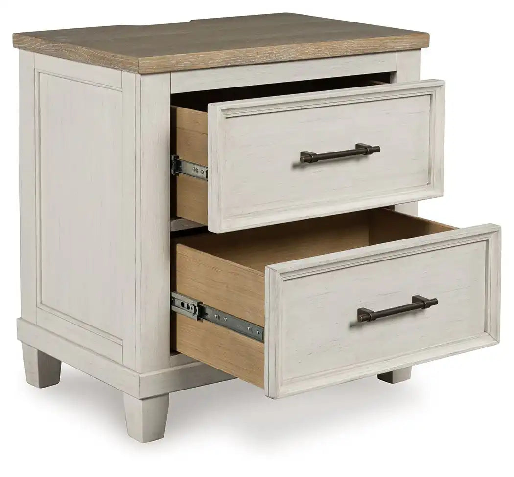 Shaybrock - Two Drawer Night Stand - Antique White / Brown - Best Buy Furniture