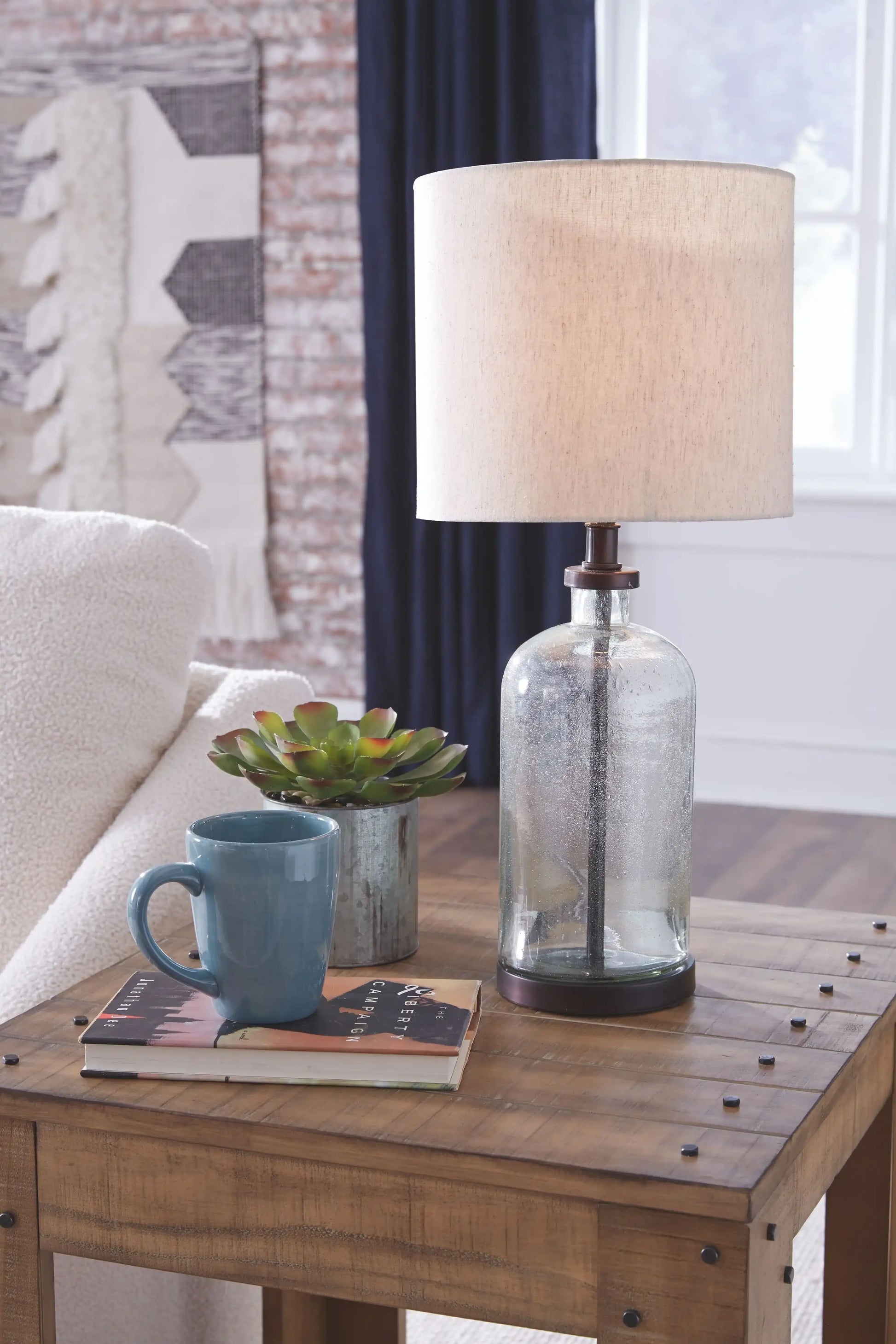 Bandile - Glass Table Lamp - Clear / Bronze Finish - Best Buy Furniture